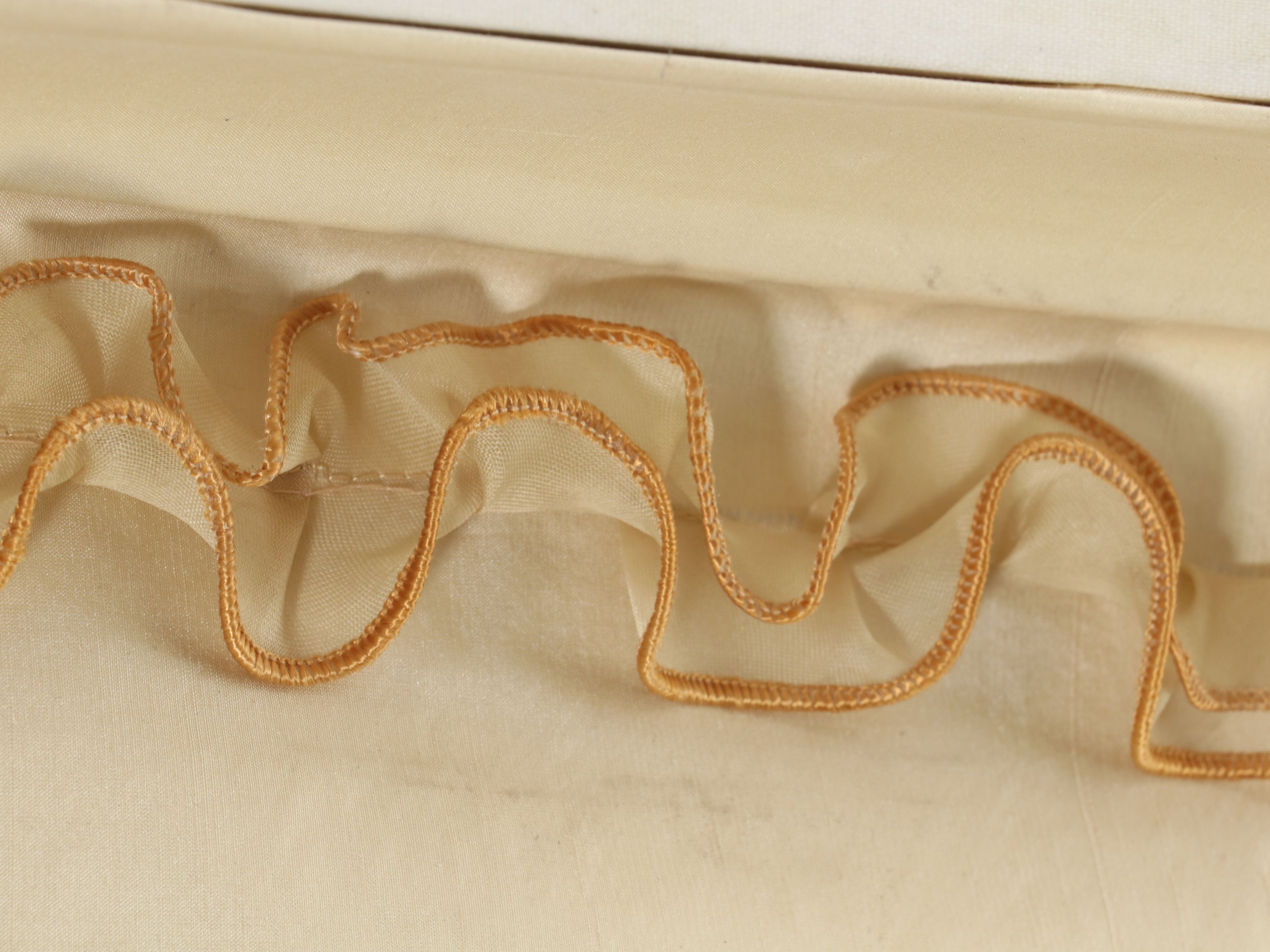 Buttercream Silk with Ruffled Organza Roman Blinds