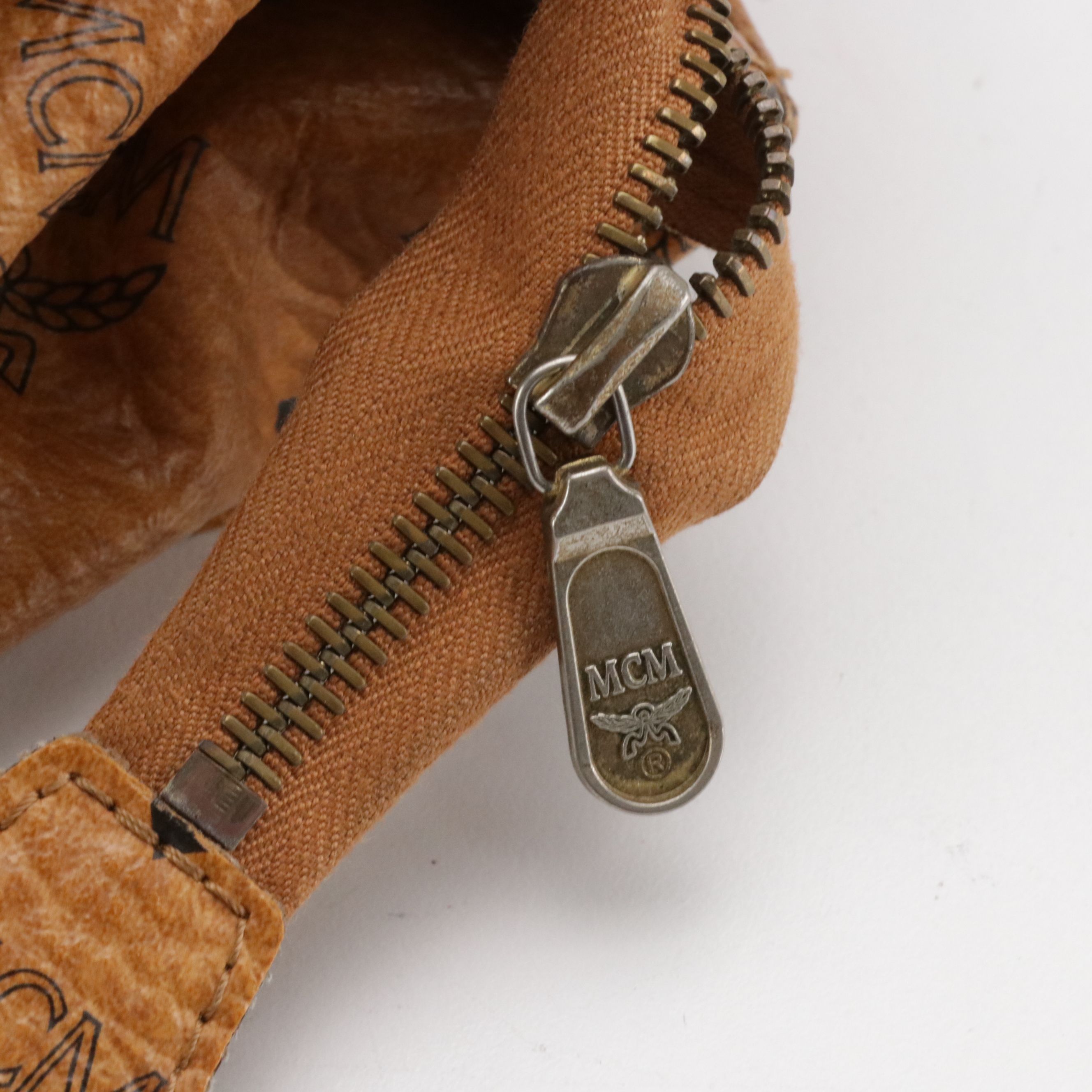 MCM Long Handle Shoulder Bag in Cognac Visetos Monogrammed Canvas