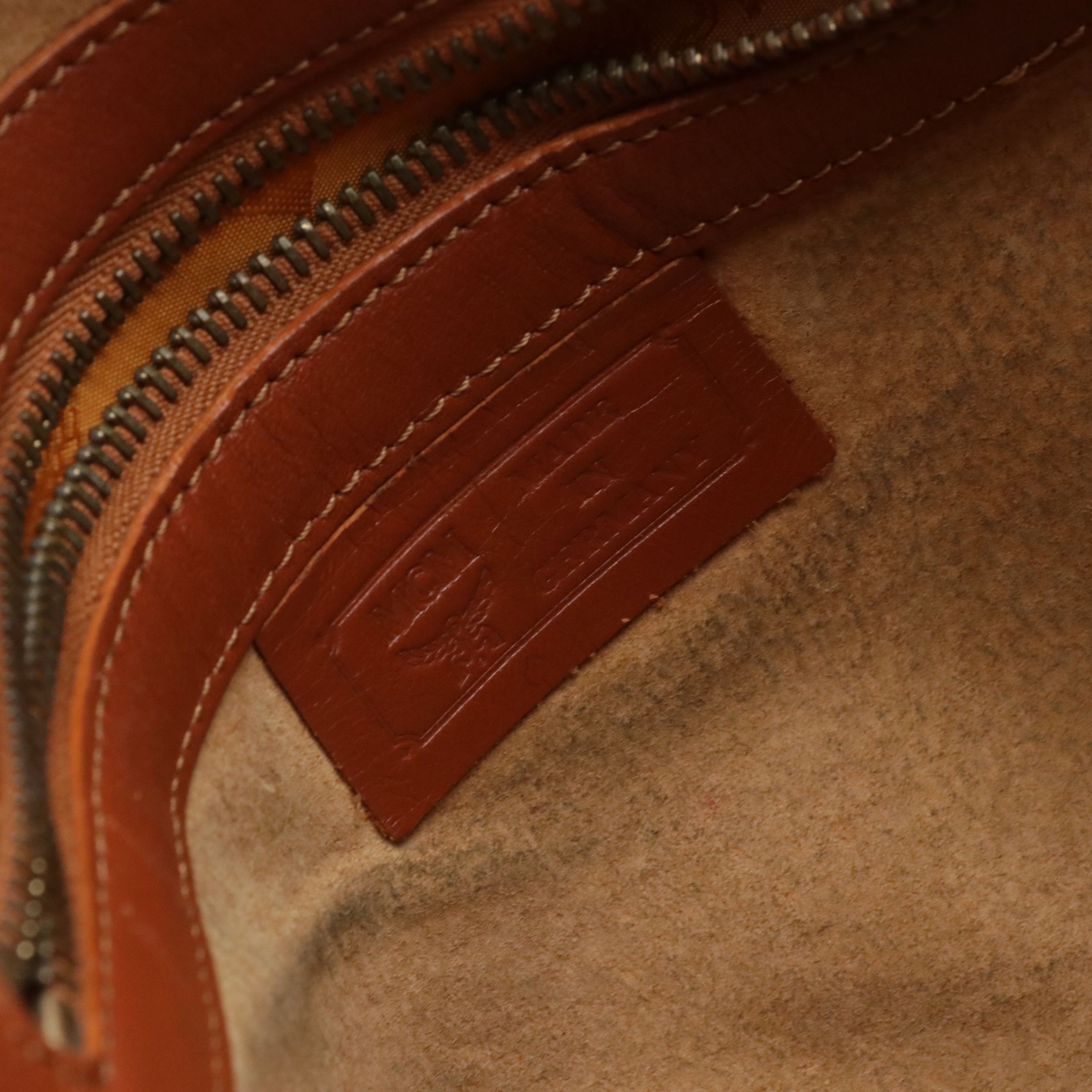 MCM Long Handle Shoulder Bag in Cognac Visetos Monogrammed Canvas