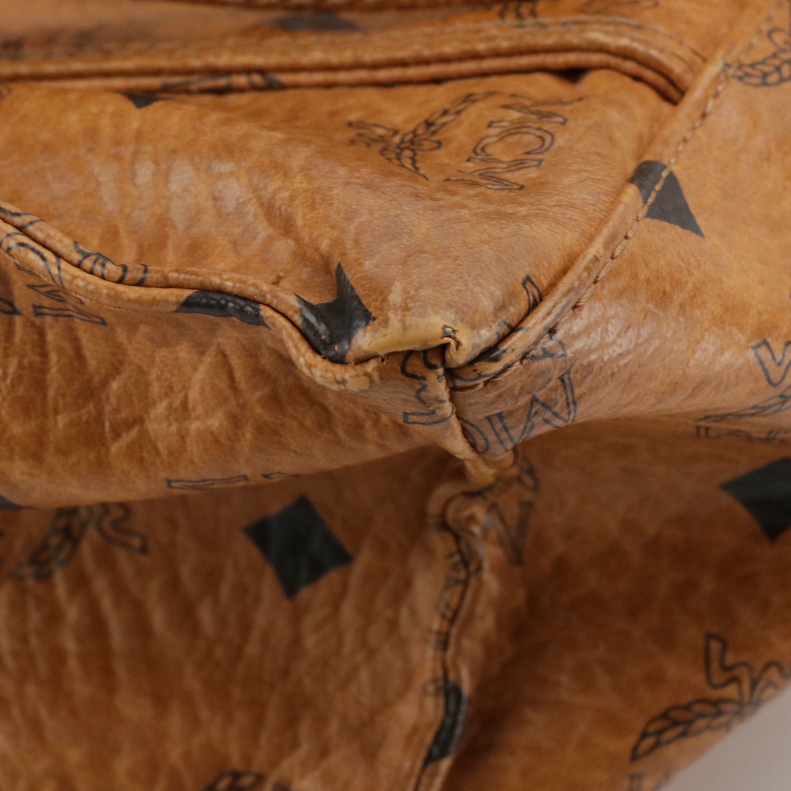 MCM Long Handle Shoulder Bag in Cognac Visetos Monogrammed Canvas