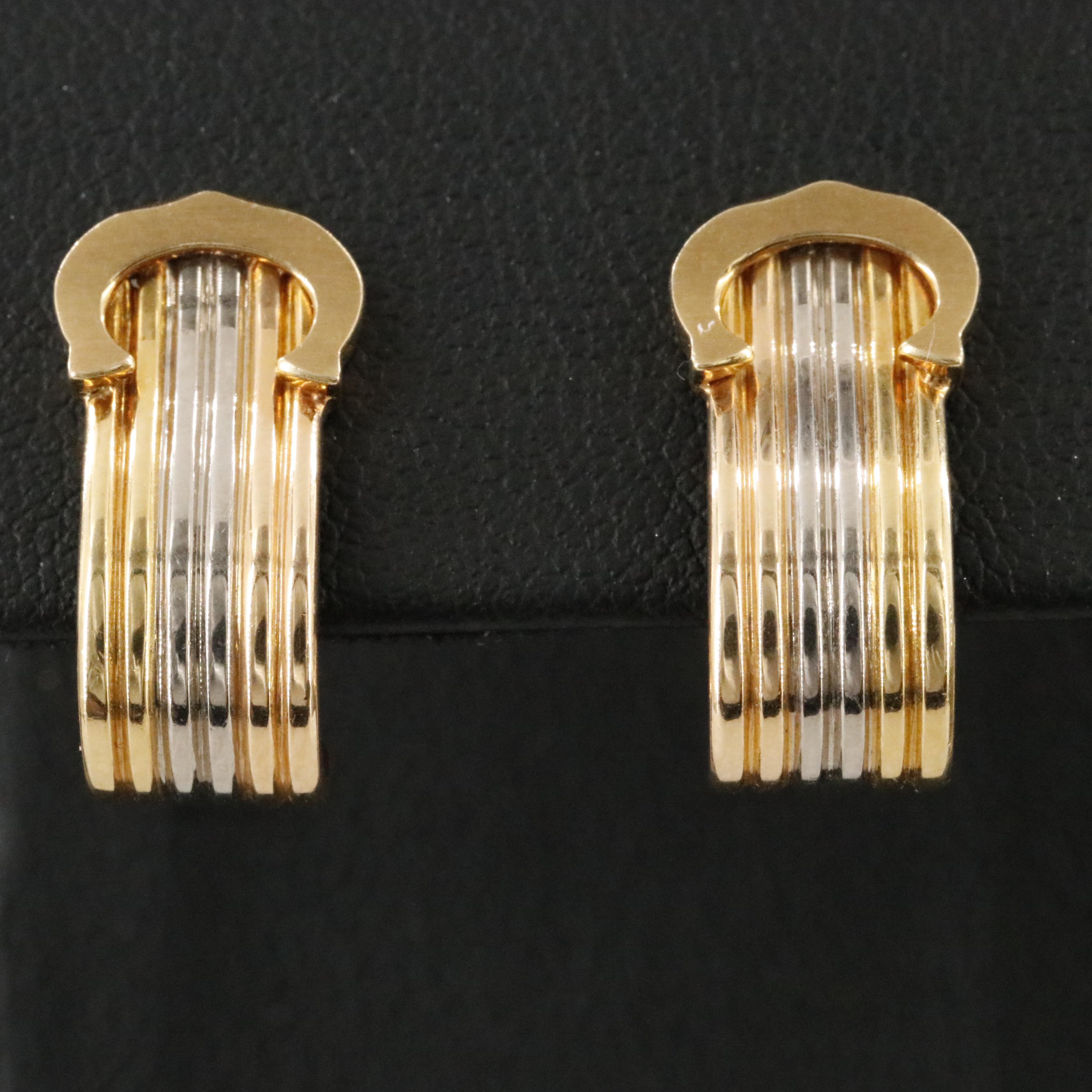 Cartier C de Cartier 18K Tri-Color Gold Clip Earrings