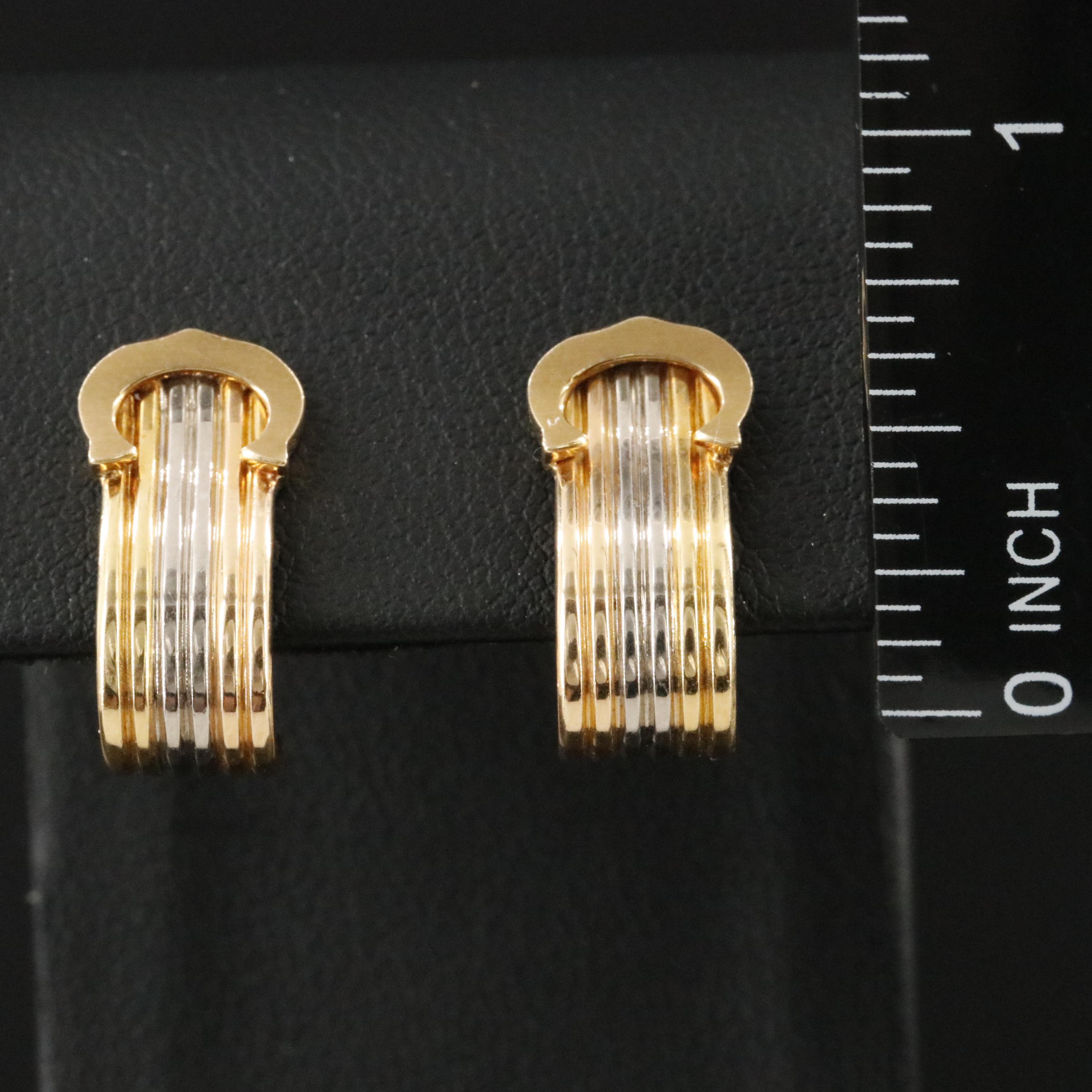 Cartier C de Cartier 18K Tri-Color Gold Clip Earrings