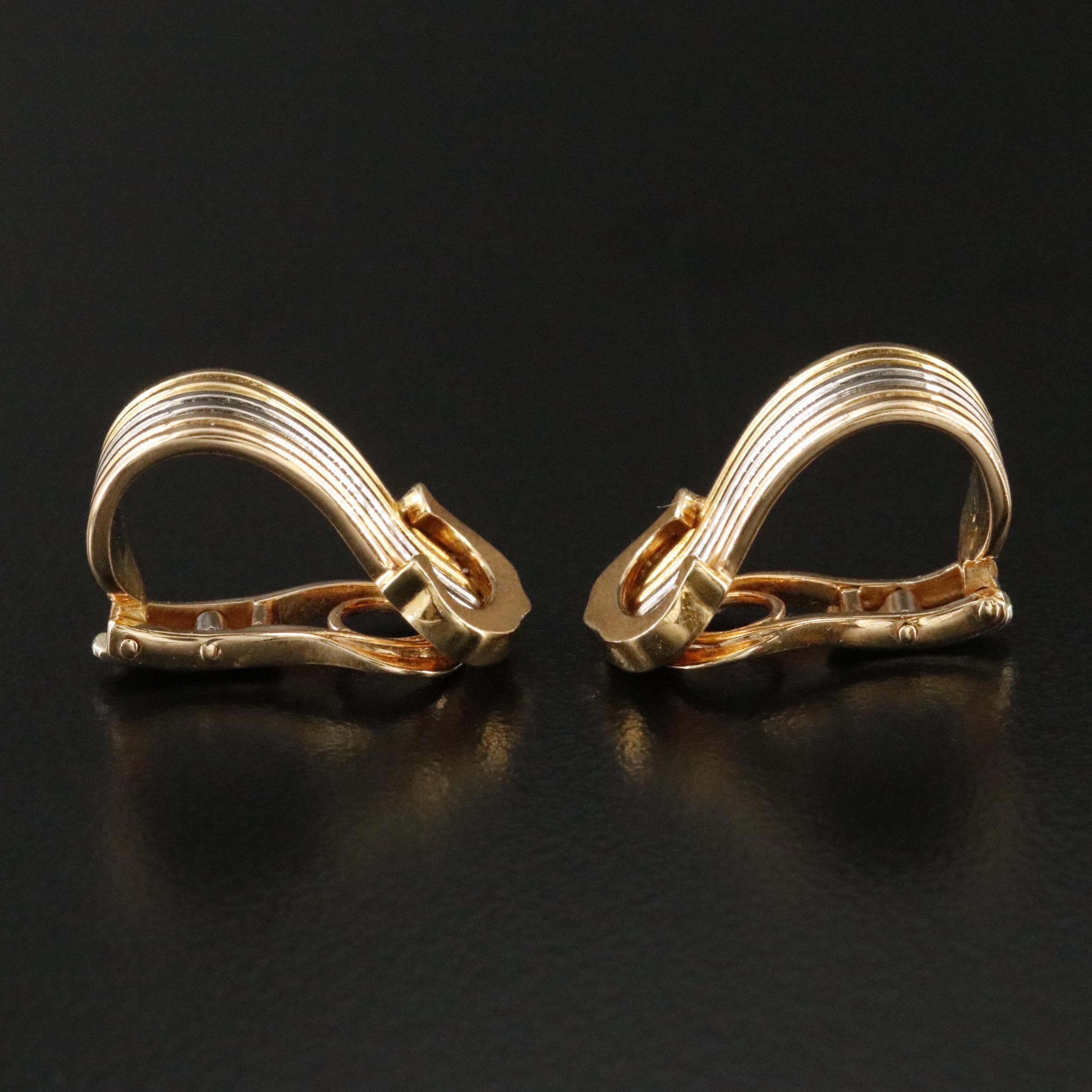 Cartier C de Cartier 18K Tri-Color Gold Clip Earrings