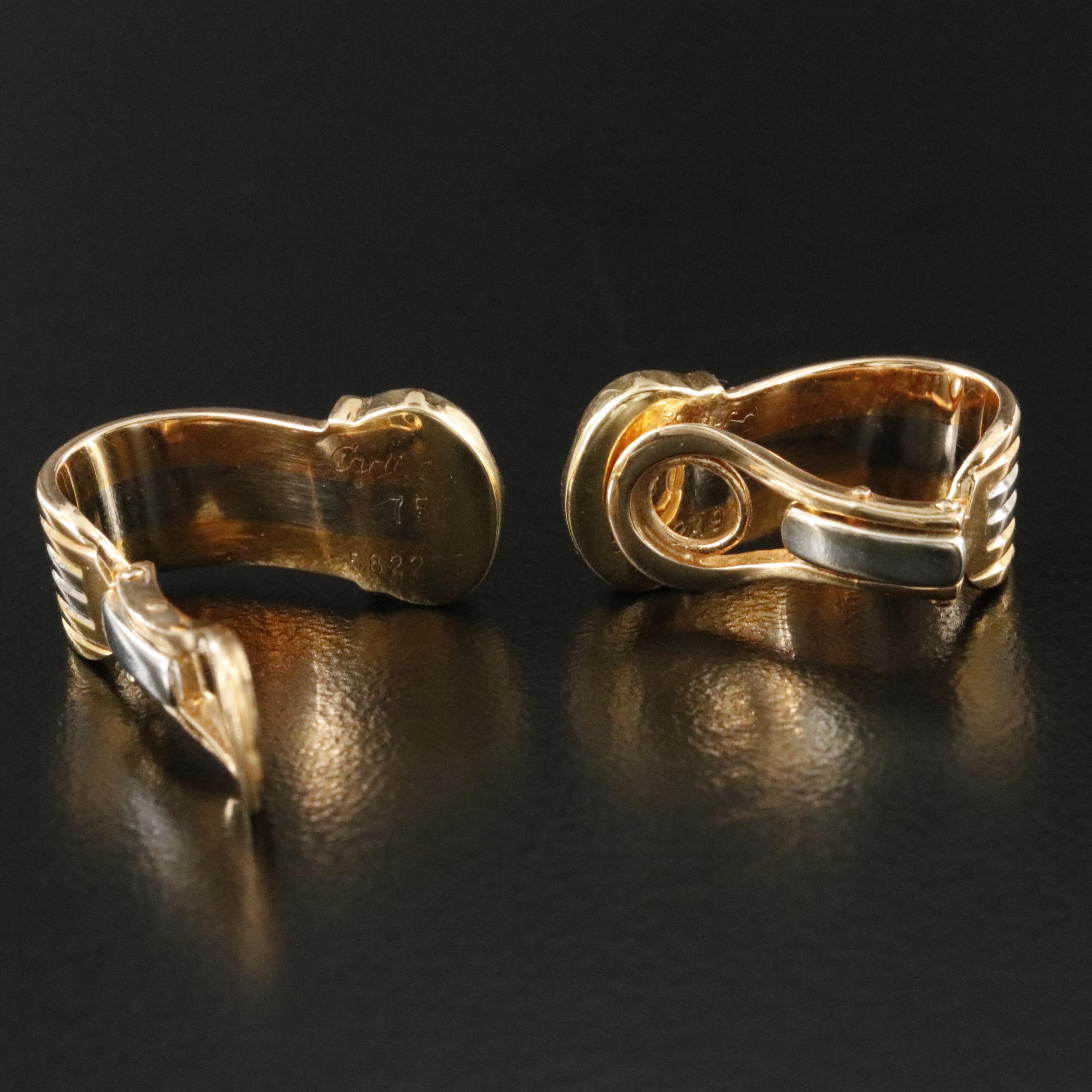 Cartier C de Cartier 18K Tri-Color Gold Clip Earrings