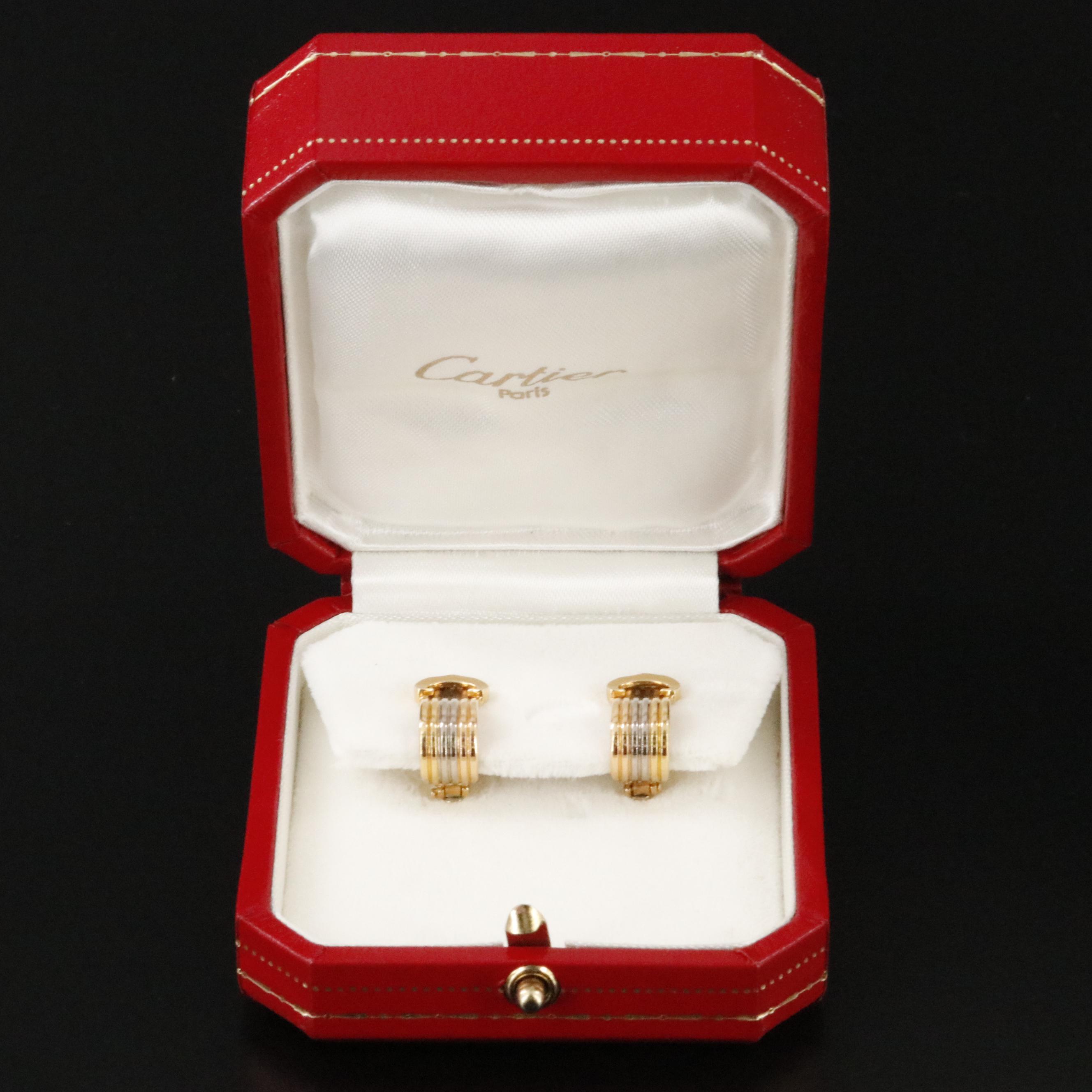 Cartier C de Cartier 18K Tri-Color Gold Clip Earrings