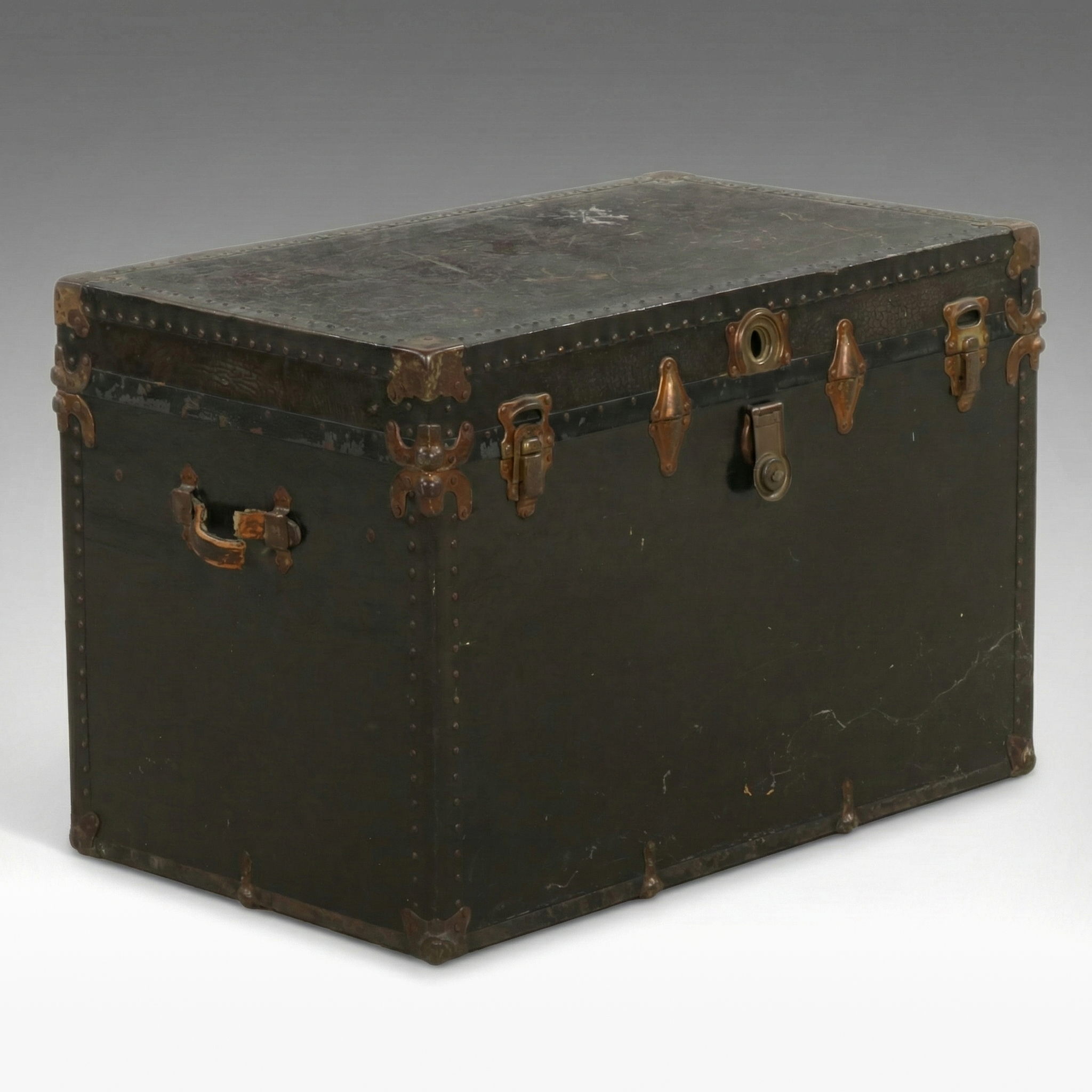 Canvas Covered Flat-Top Steamer Trunk, Early to Mid-20th Century