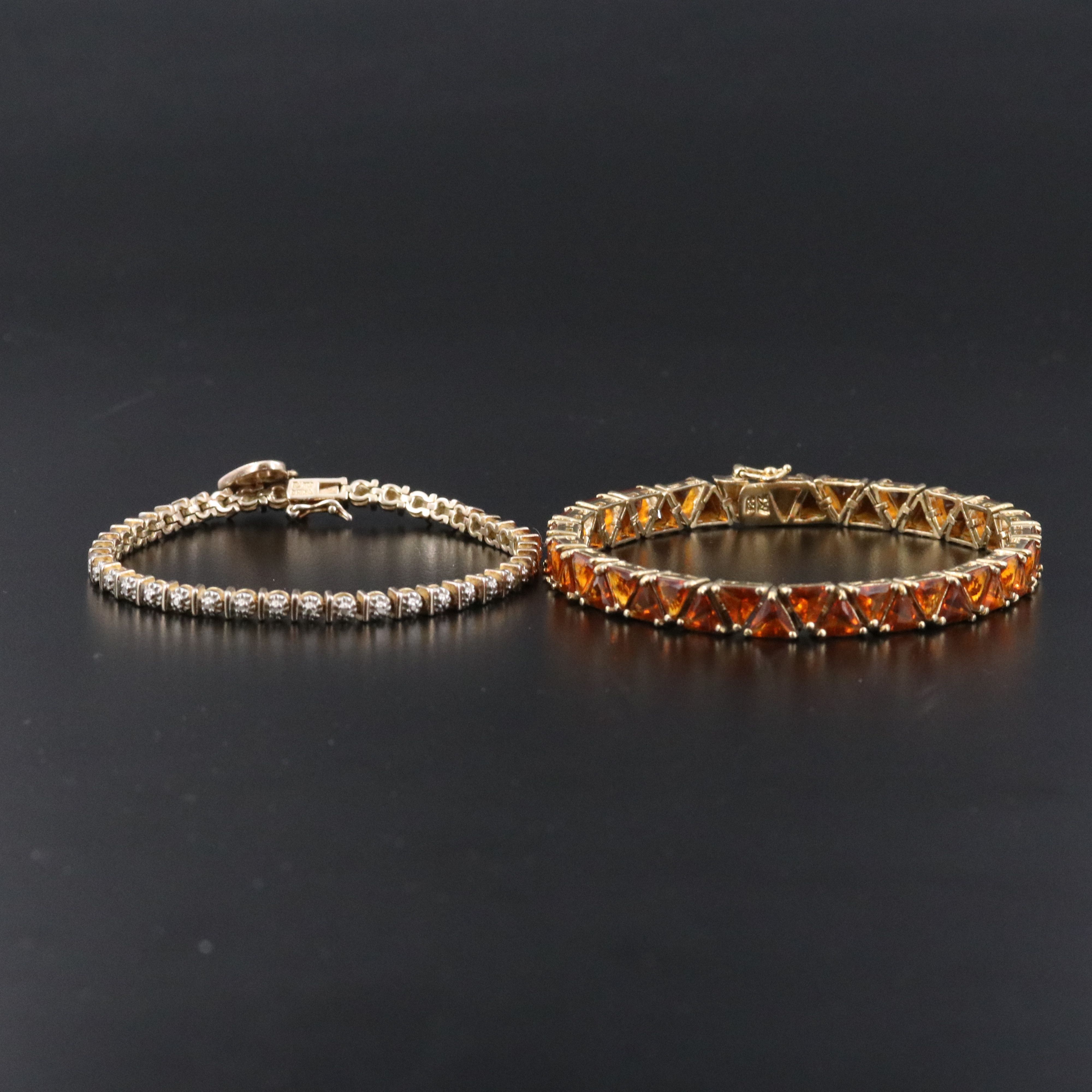 Sterling Diamond and Glass Line Bracelet Collection