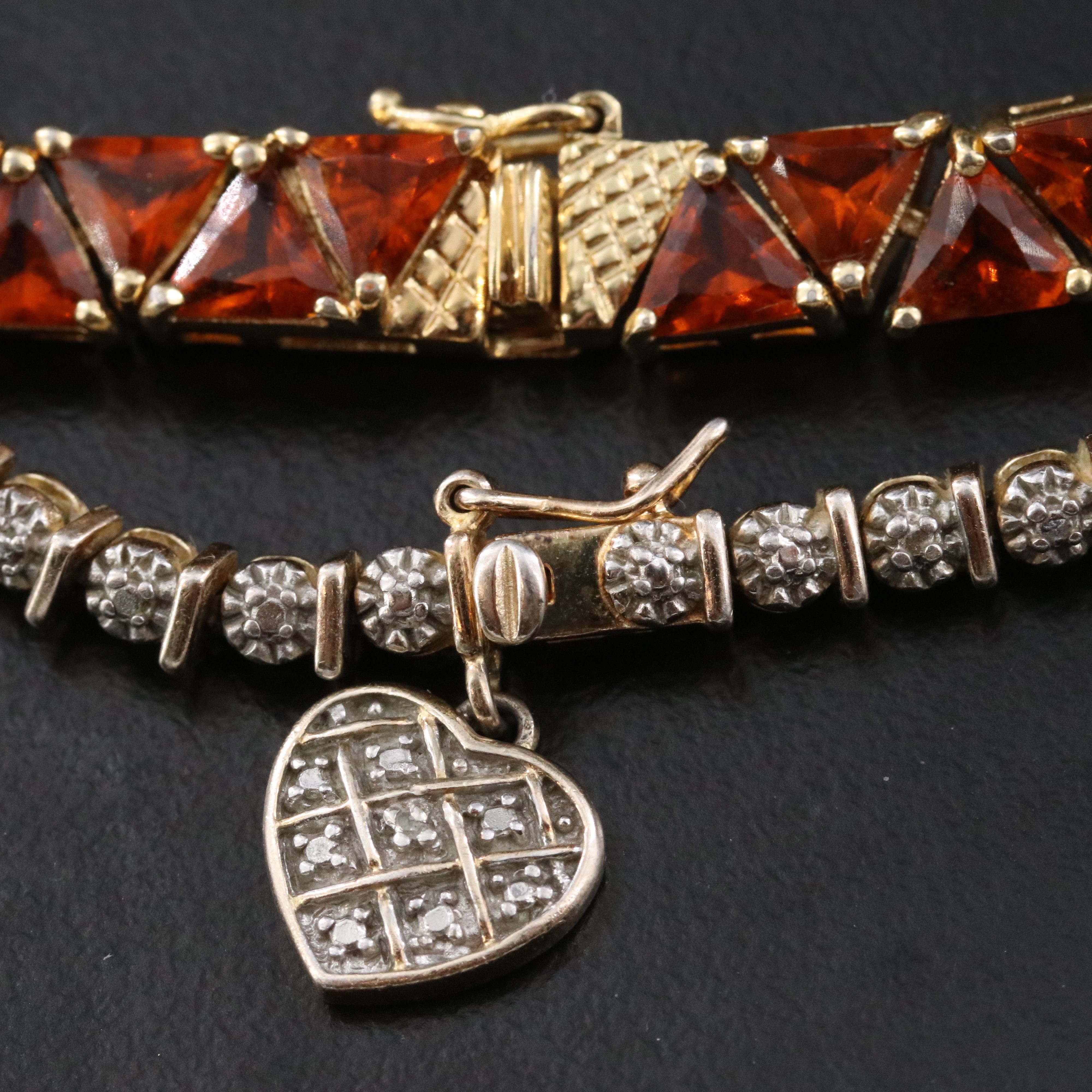 Sterling Diamond and Glass Line Bracelet Collection