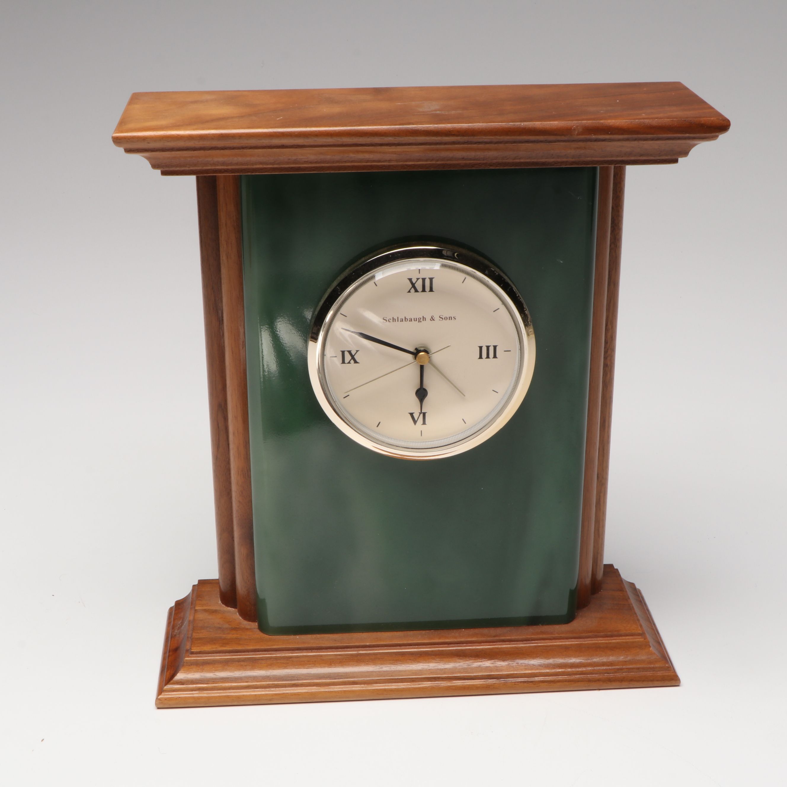 Julia Knight Enamelled Bowl with Schlabaugh & Sons Wooden Mantel Clock