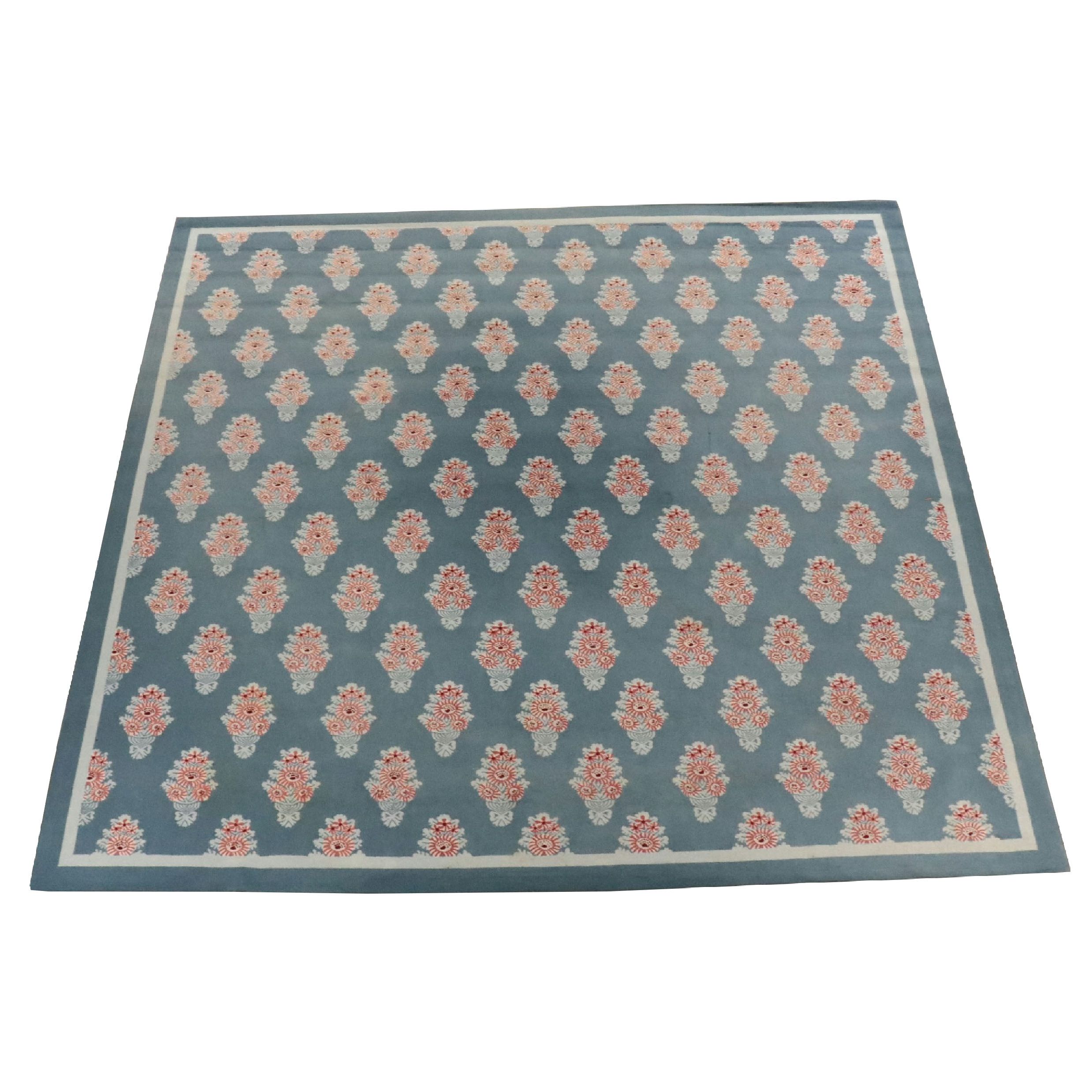 15'10 x 15'11 Square Custom Hand-Tufted Floral Lattice Room-Sized Rug