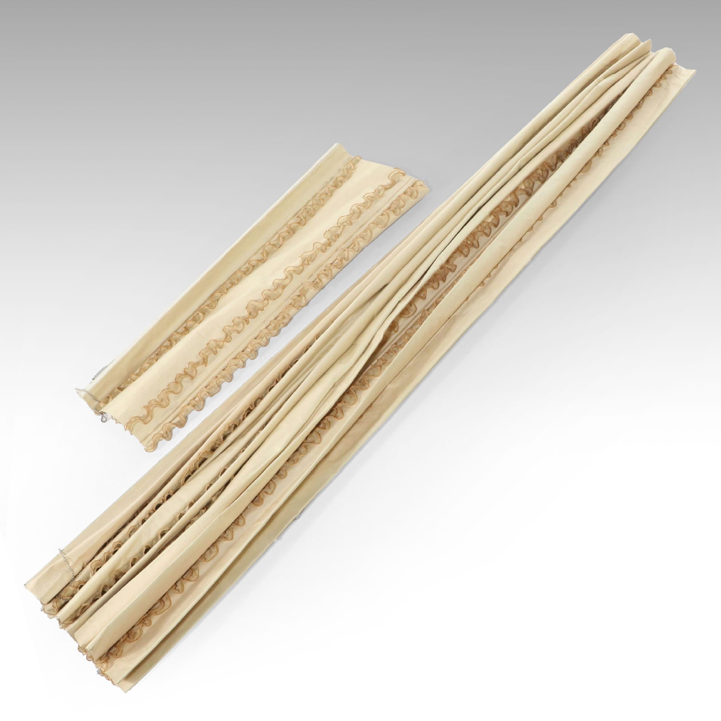 Buttercream Silk with Ruffled Organza Roman Blinds