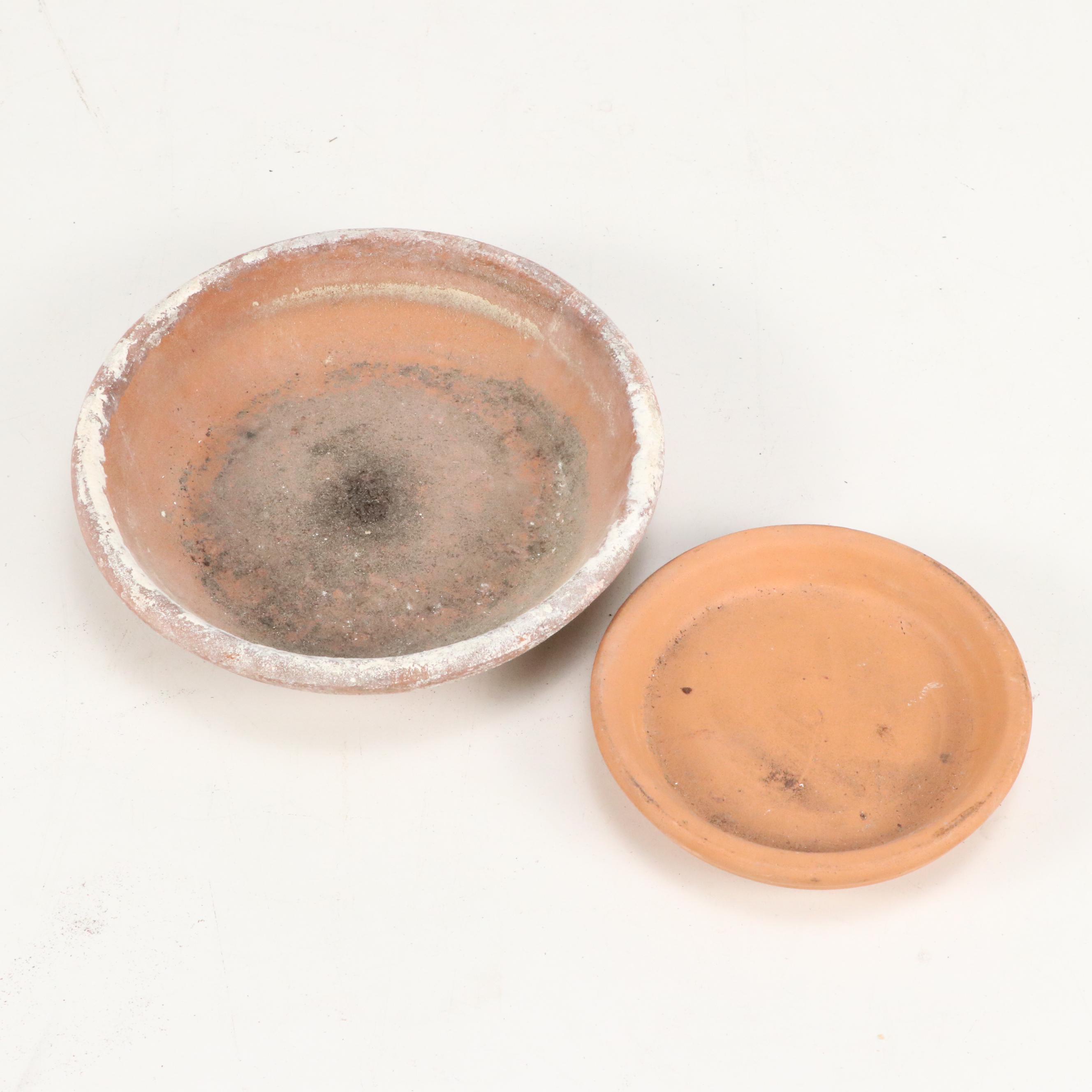 Terracotta Flower Pot with Bent Metal Garden Baskets