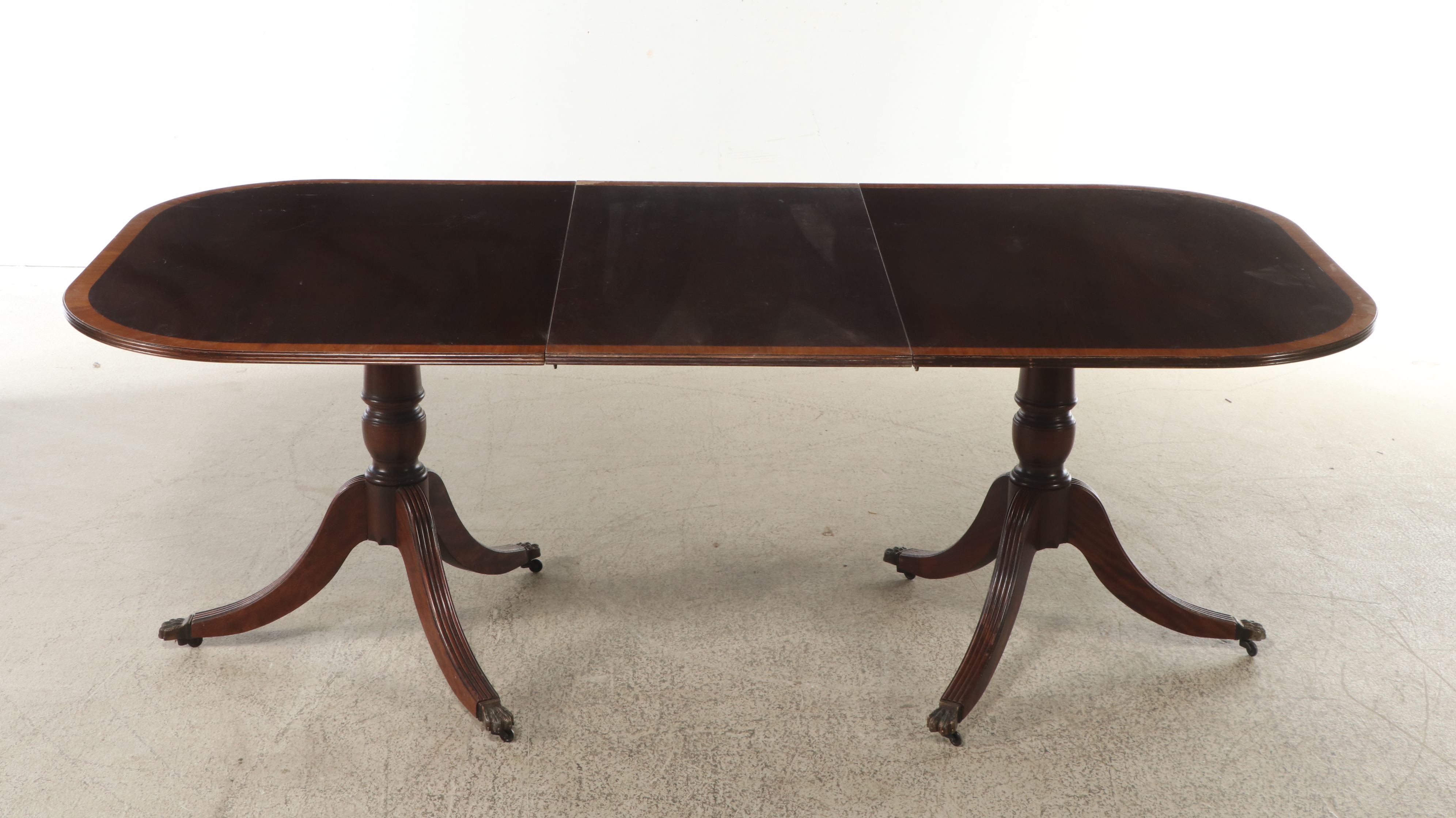 Mahogany Dining Set with Duncan Phyfe Style Table and Chippendale Style Chairs