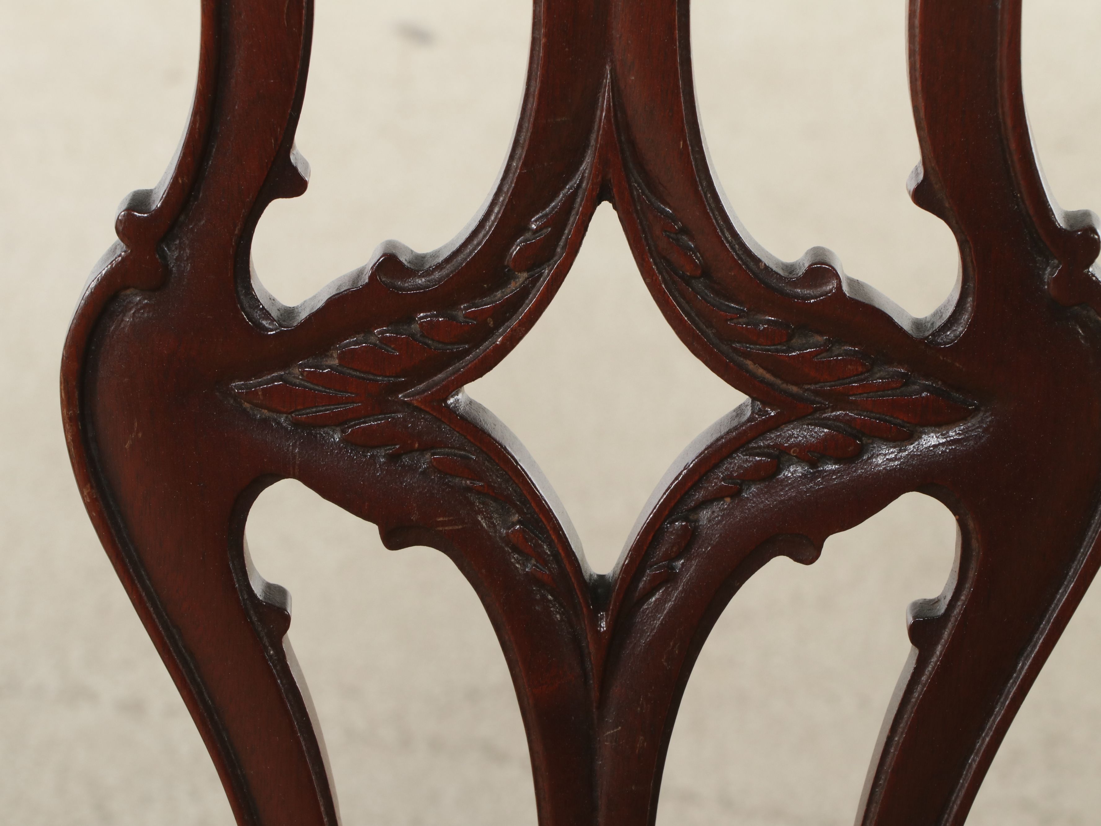 Mahogany Dining Set with Duncan Phyfe Style Table and Chippendale Style Chairs