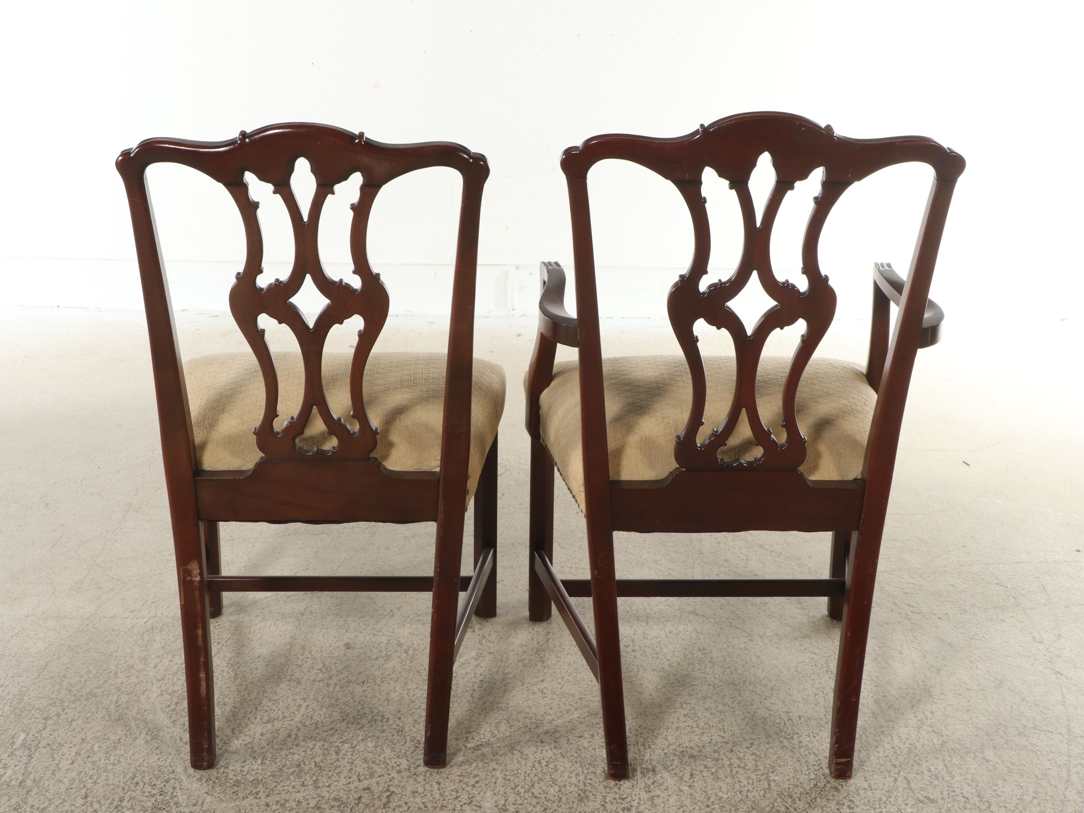 Mahogany Dining Set with Duncan Phyfe Style Table and Chippendale Style Chairs