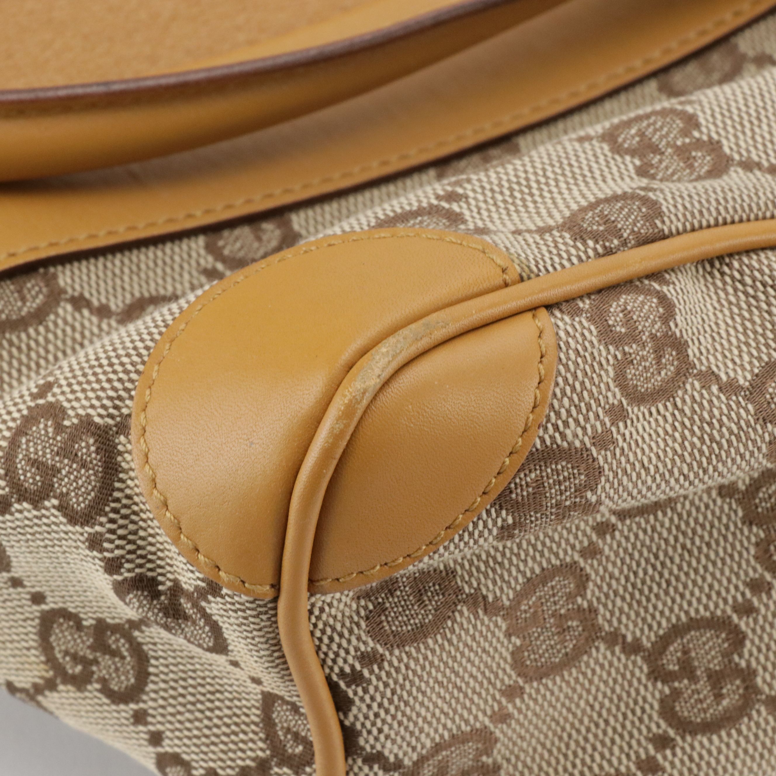 Gucci Web Stripe Handbag in GG Canvas with Leather Trim