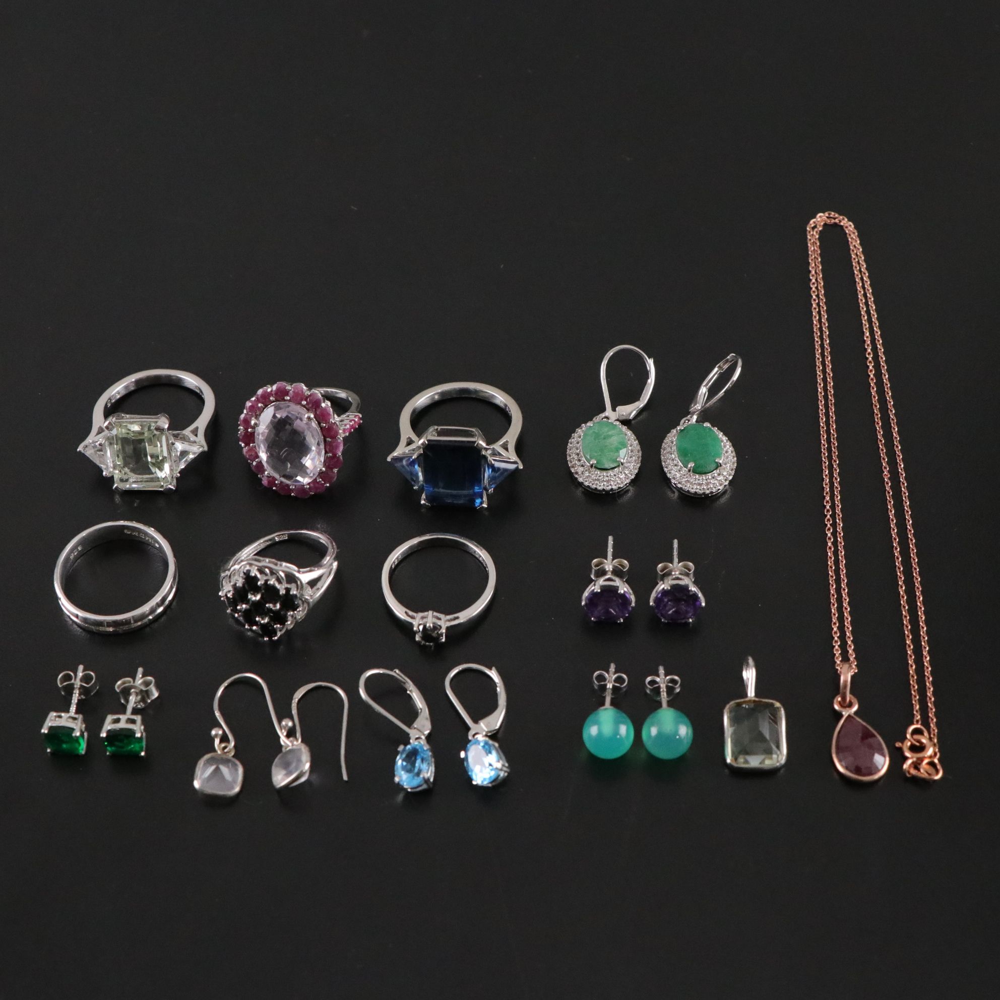 14 Assorted Sterling Silver Necklaces, Earrings and Pendants