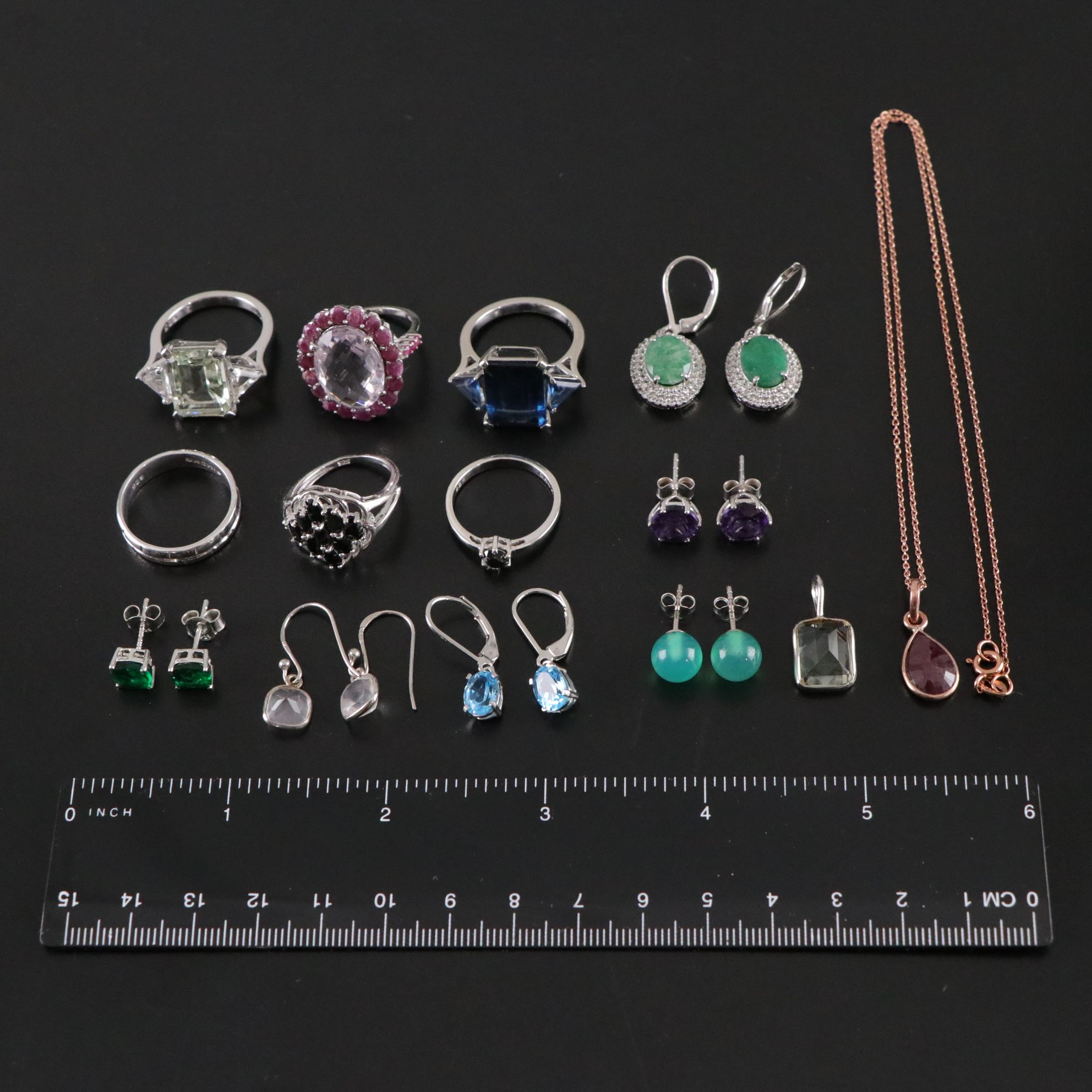 14 Assorted Sterling Silver Necklaces, Earrings and Pendants