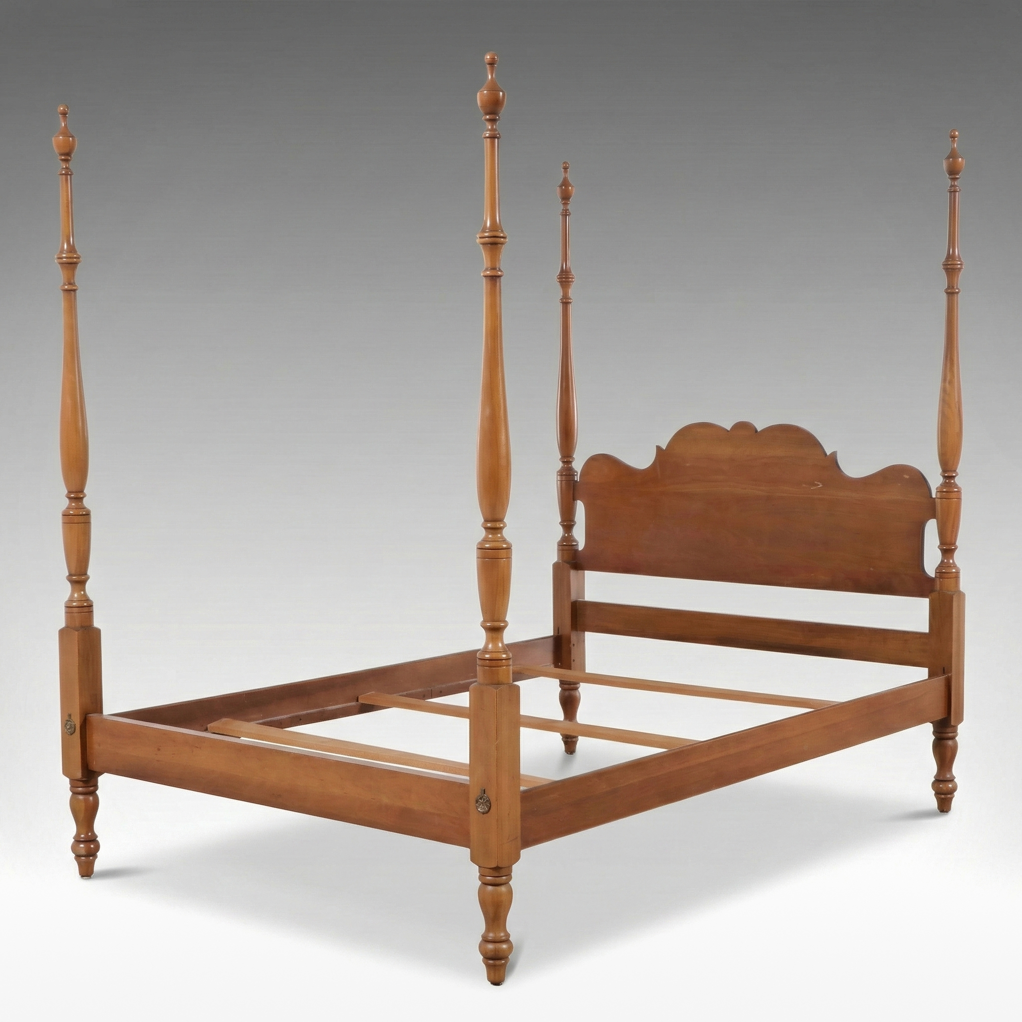 American Sheraton Style Turned Maple Rope Bed, Early to Mid-19th Century