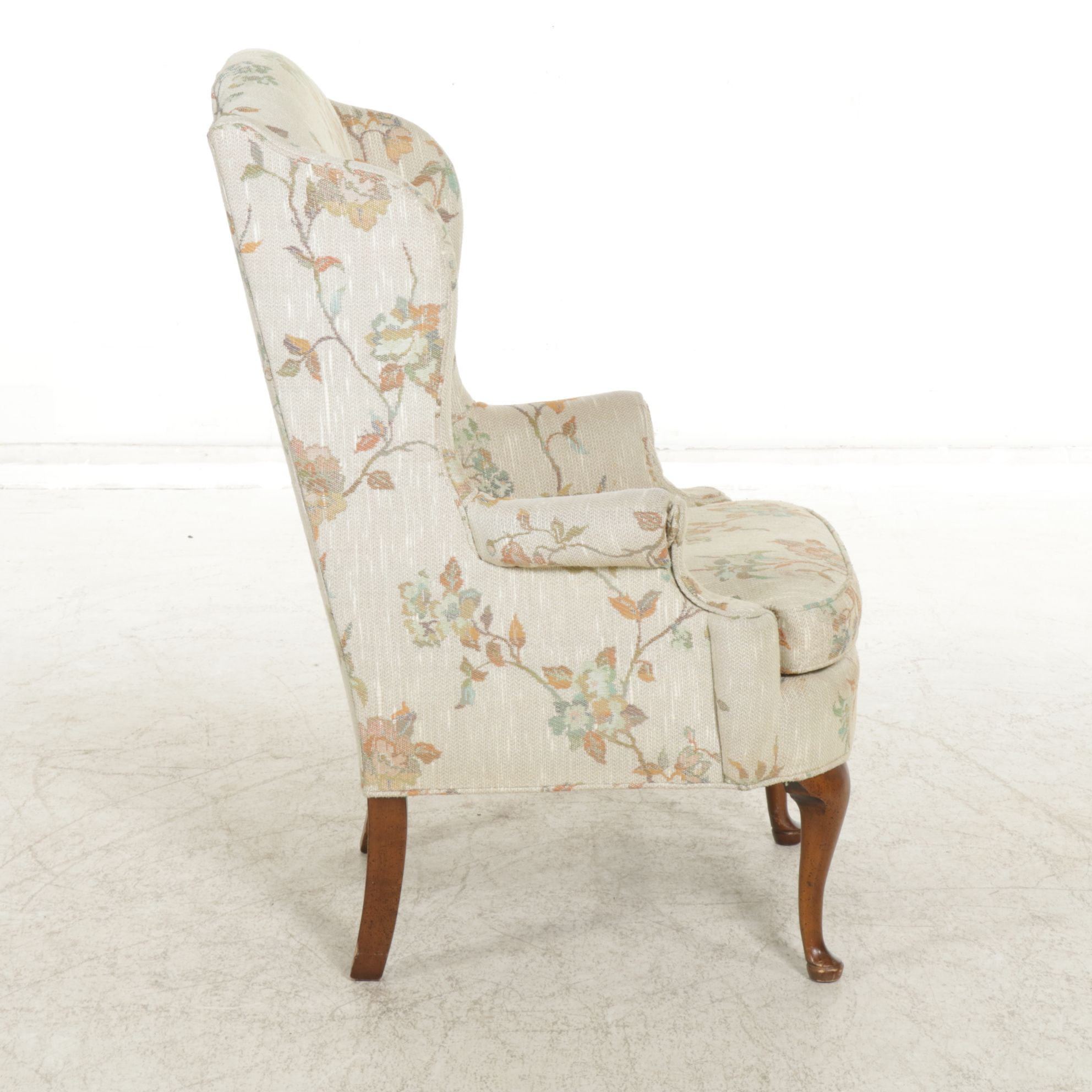 Silver Craft Queen Anne Style Wingback Armchair and Footstool