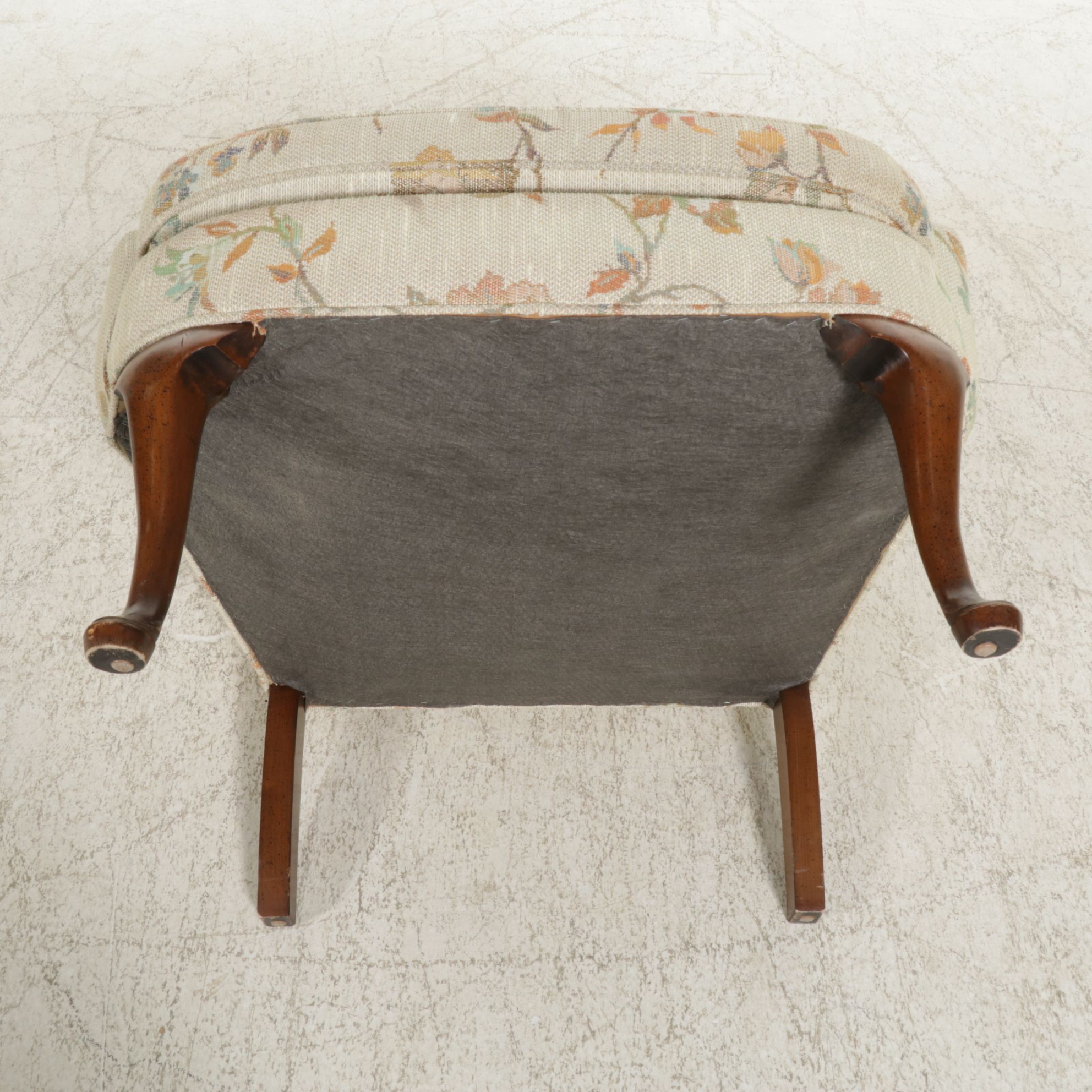 Silver Craft Queen Anne Style Wingback Armchair and Footstool