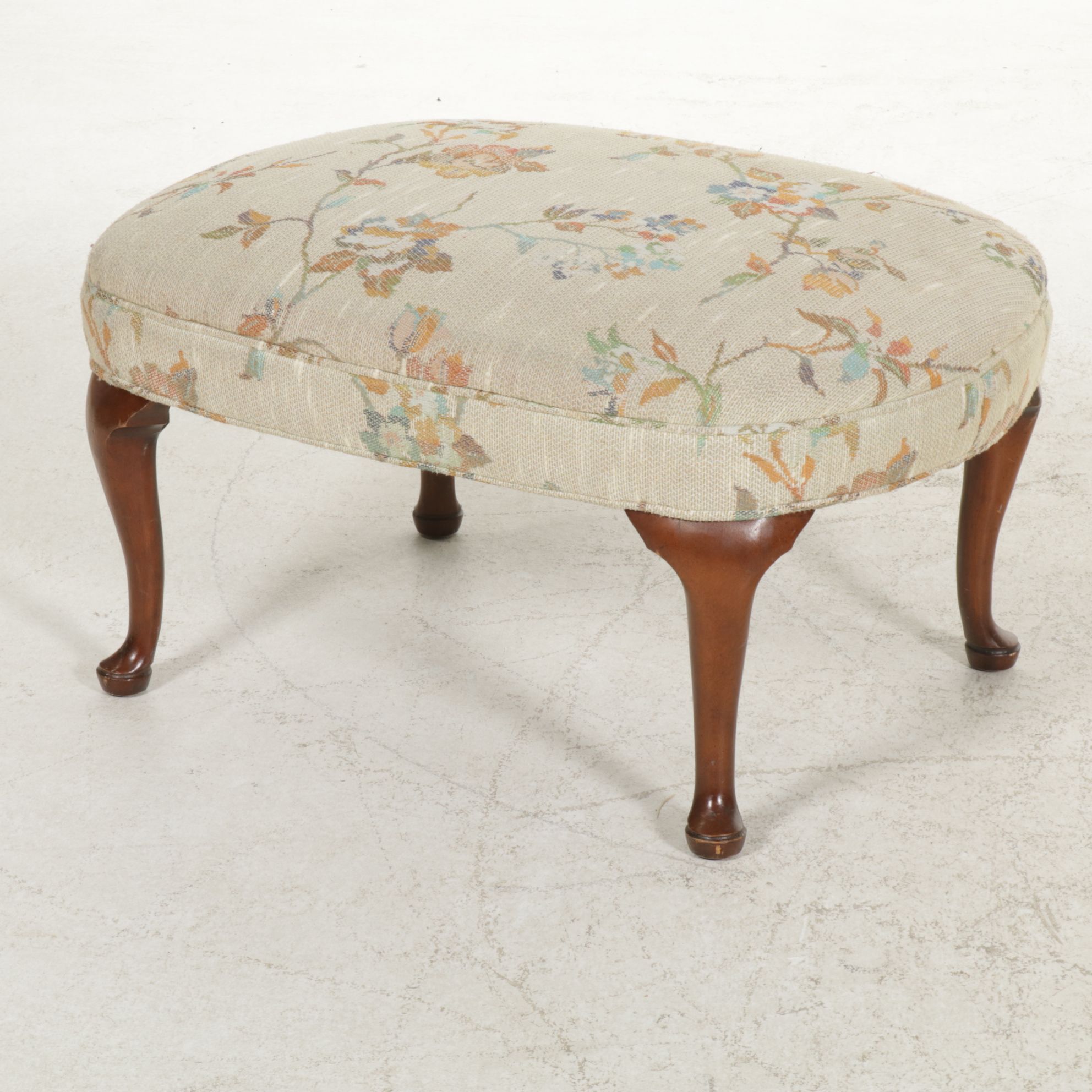 Silver Craft Queen Anne Style Wingback Armchair and Footstool