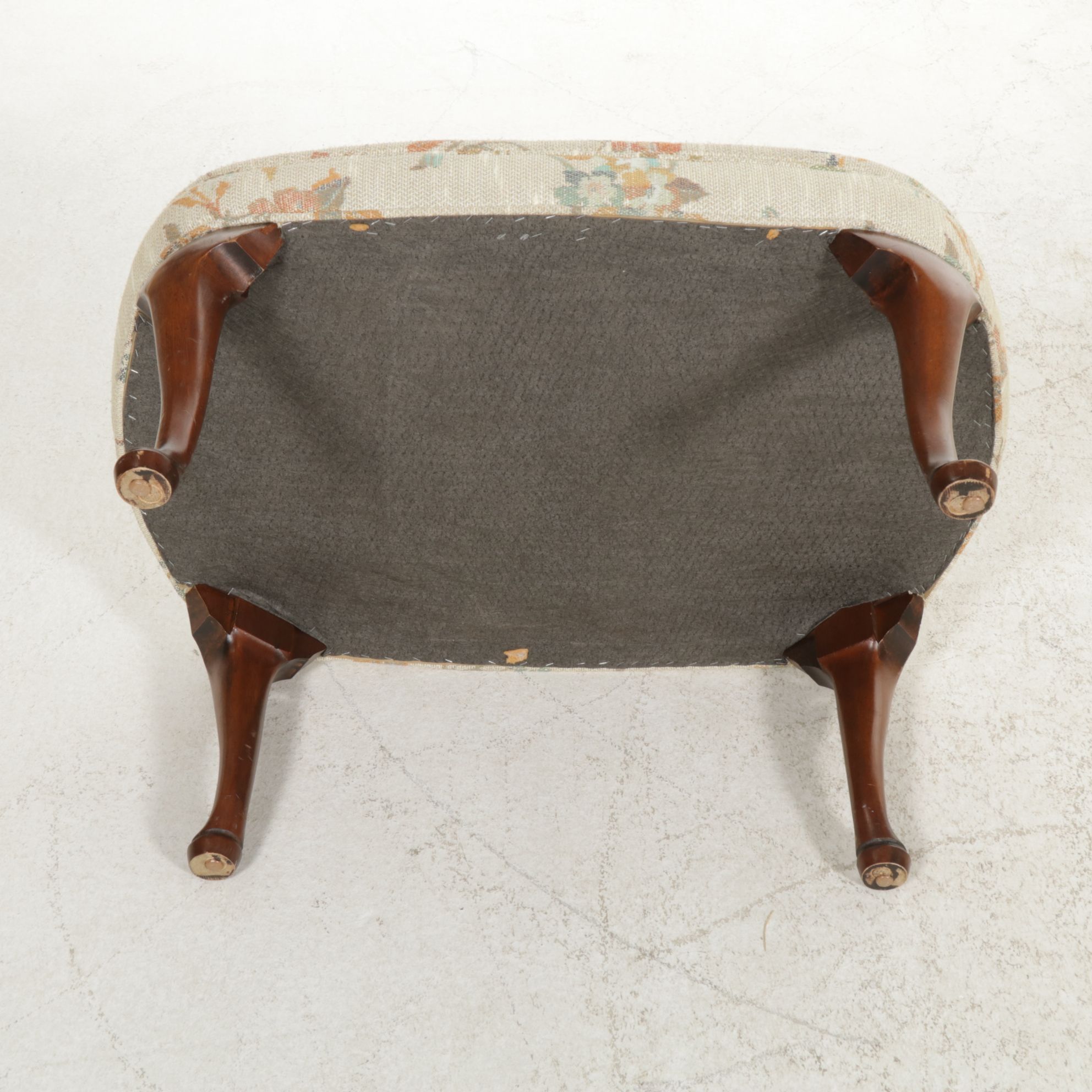 Silver Craft Queen Anne Style Wingback Armchair and Footstool