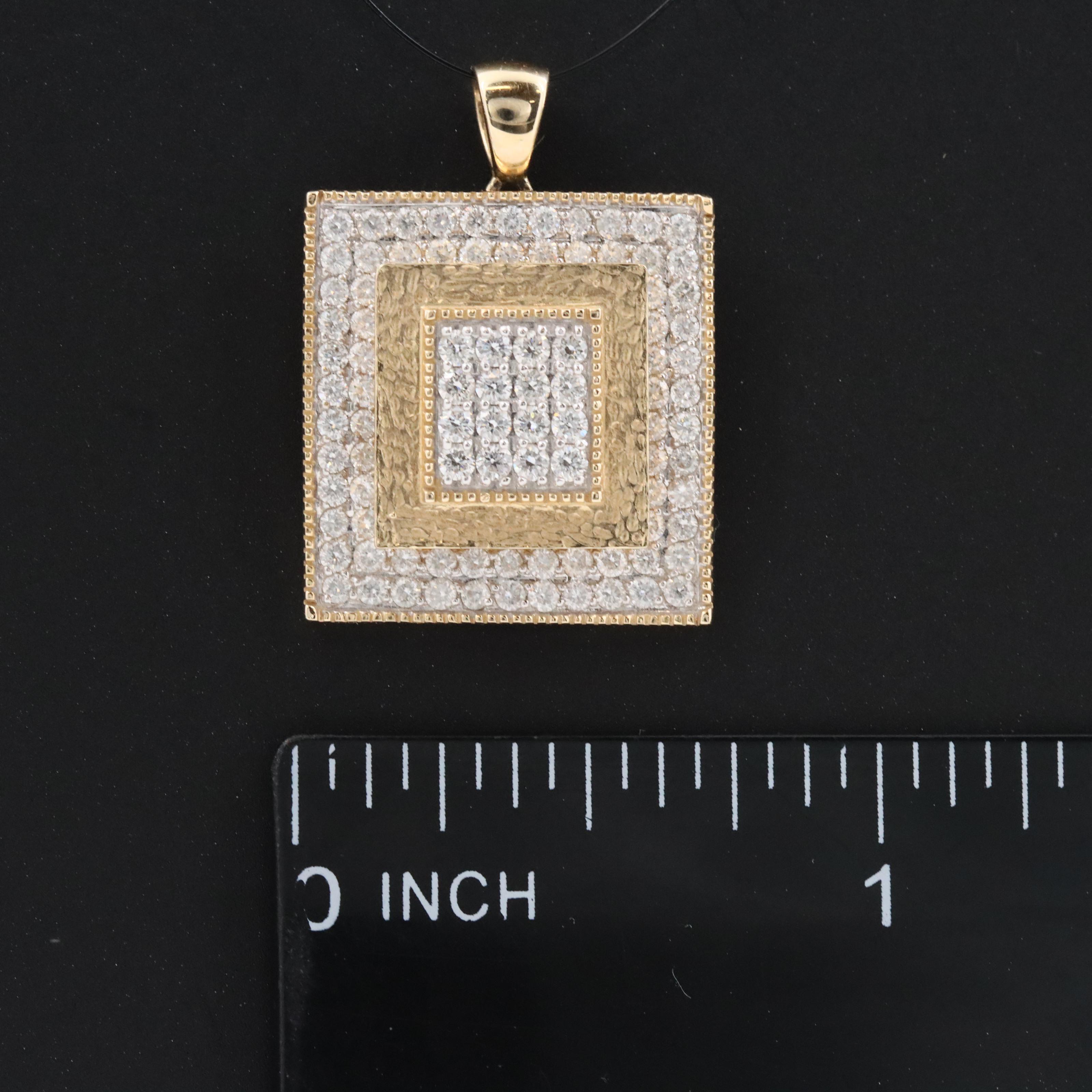 14K 1.25 CTW Diamond Wavy Square Pendant