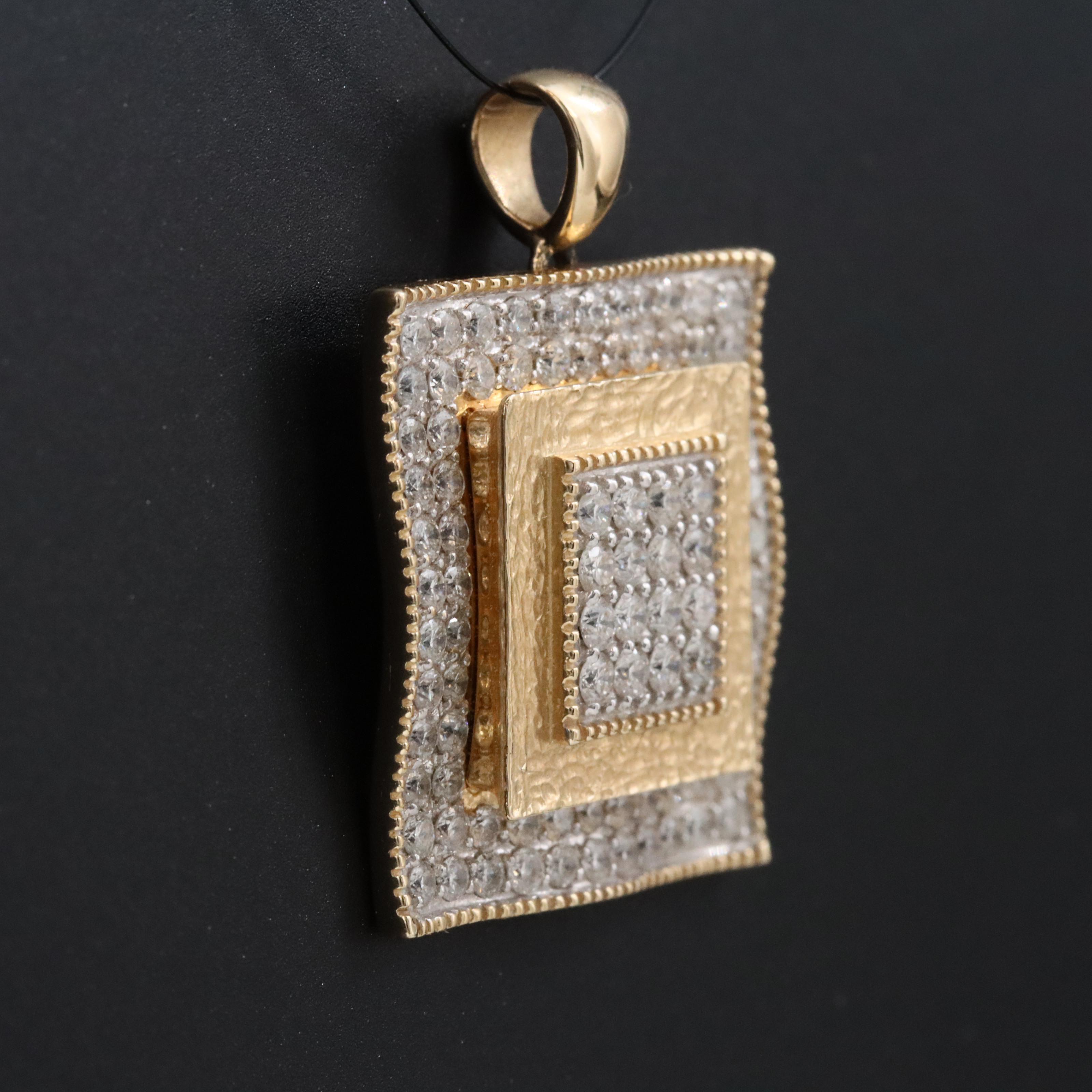 14K 1.25 CTW Diamond Wavy Square Pendant