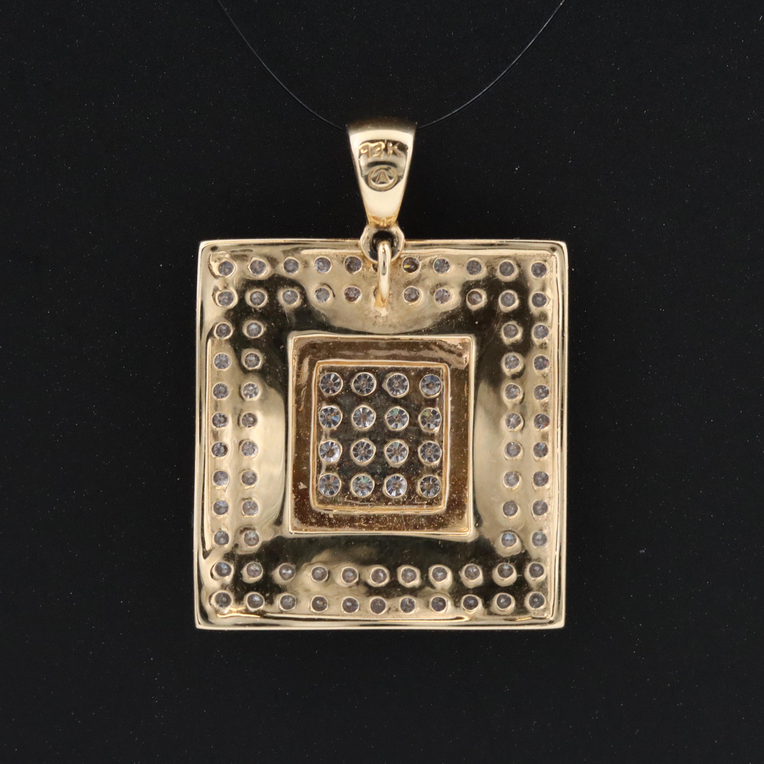 14K 1.25 CTW Diamond Wavy Square Pendant