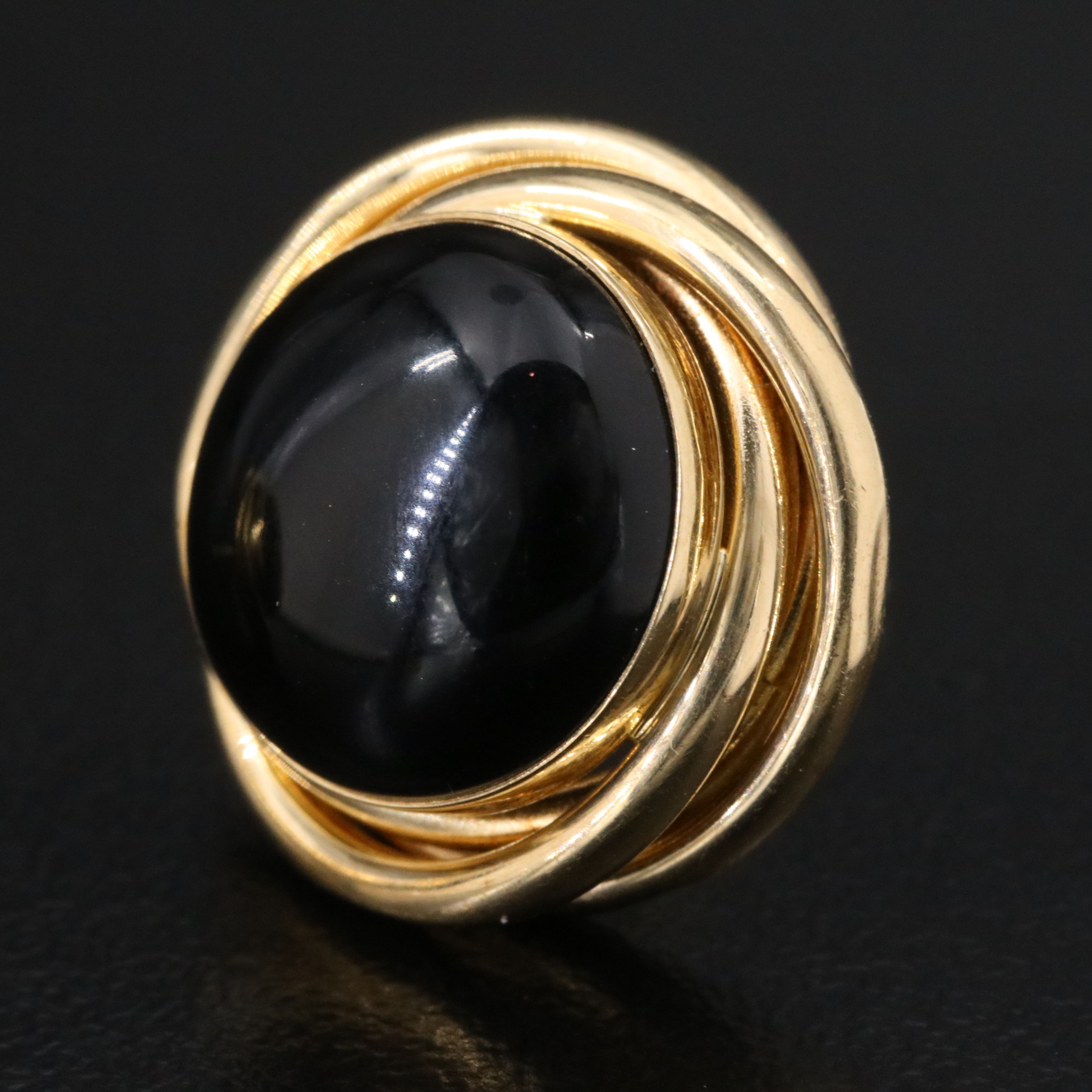 14K Black Onyx Knot Button Earrings