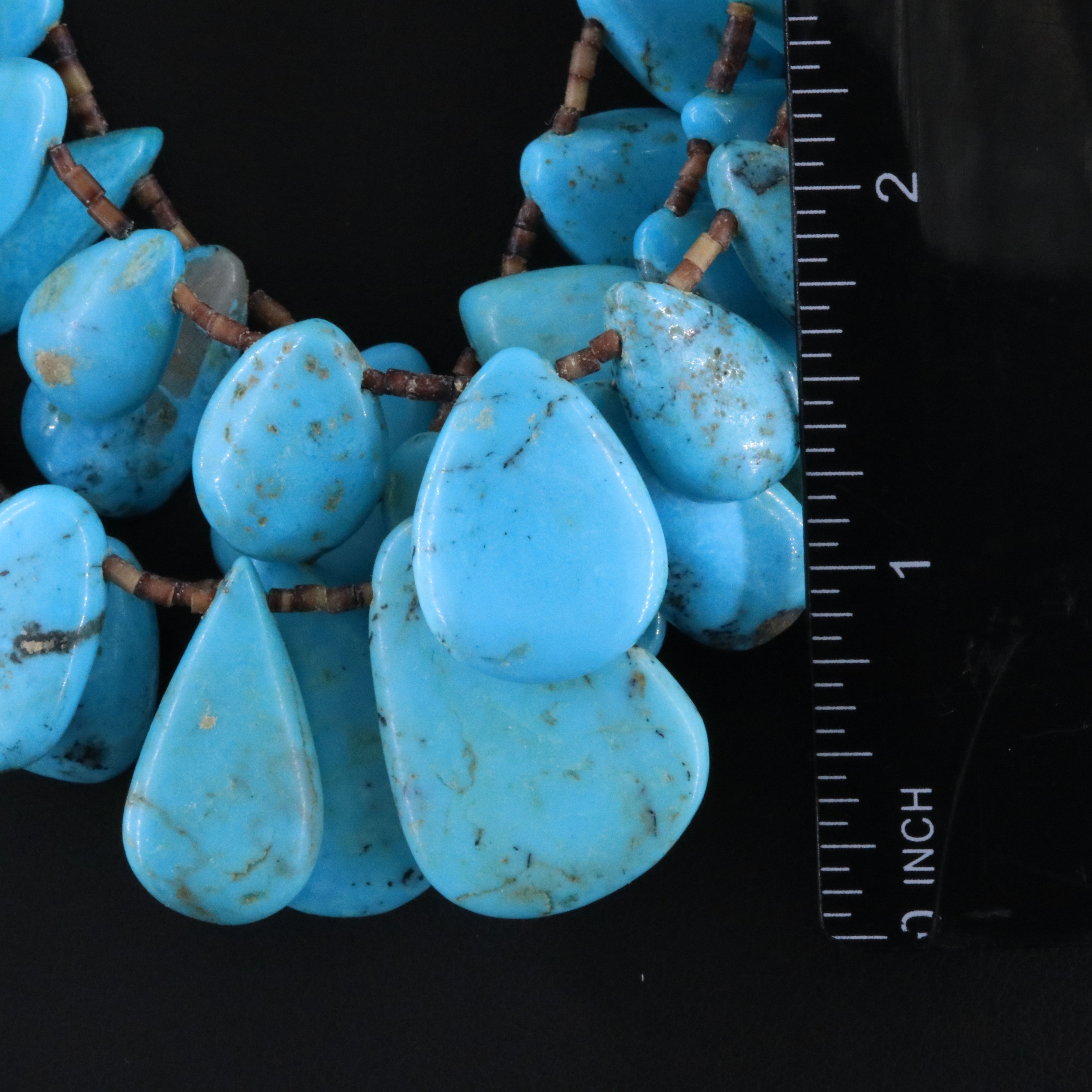 Southwestern Sterling Turquoise and Horn Tiered Necklace