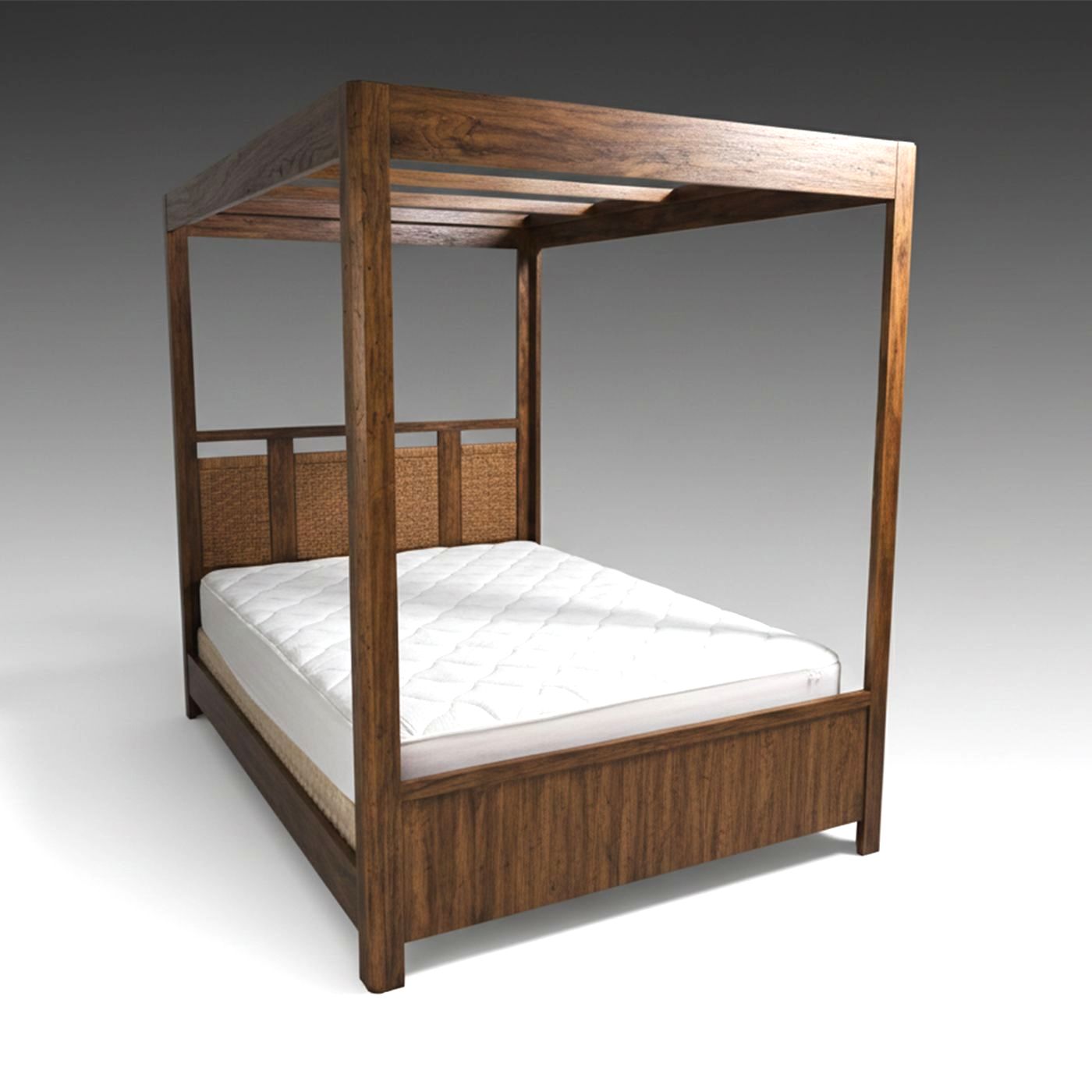 Drexel "Woodbriar" Wood and Rush Queen Size Bed Frame