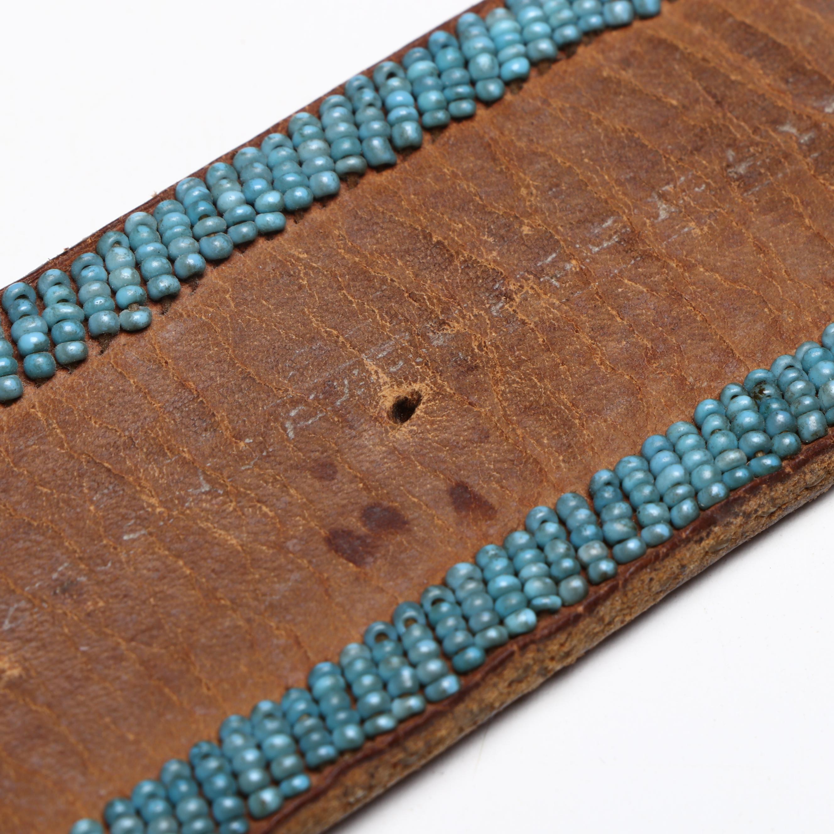 American Indigenous Northern Plains Style Beaded Hide Panel Belt
