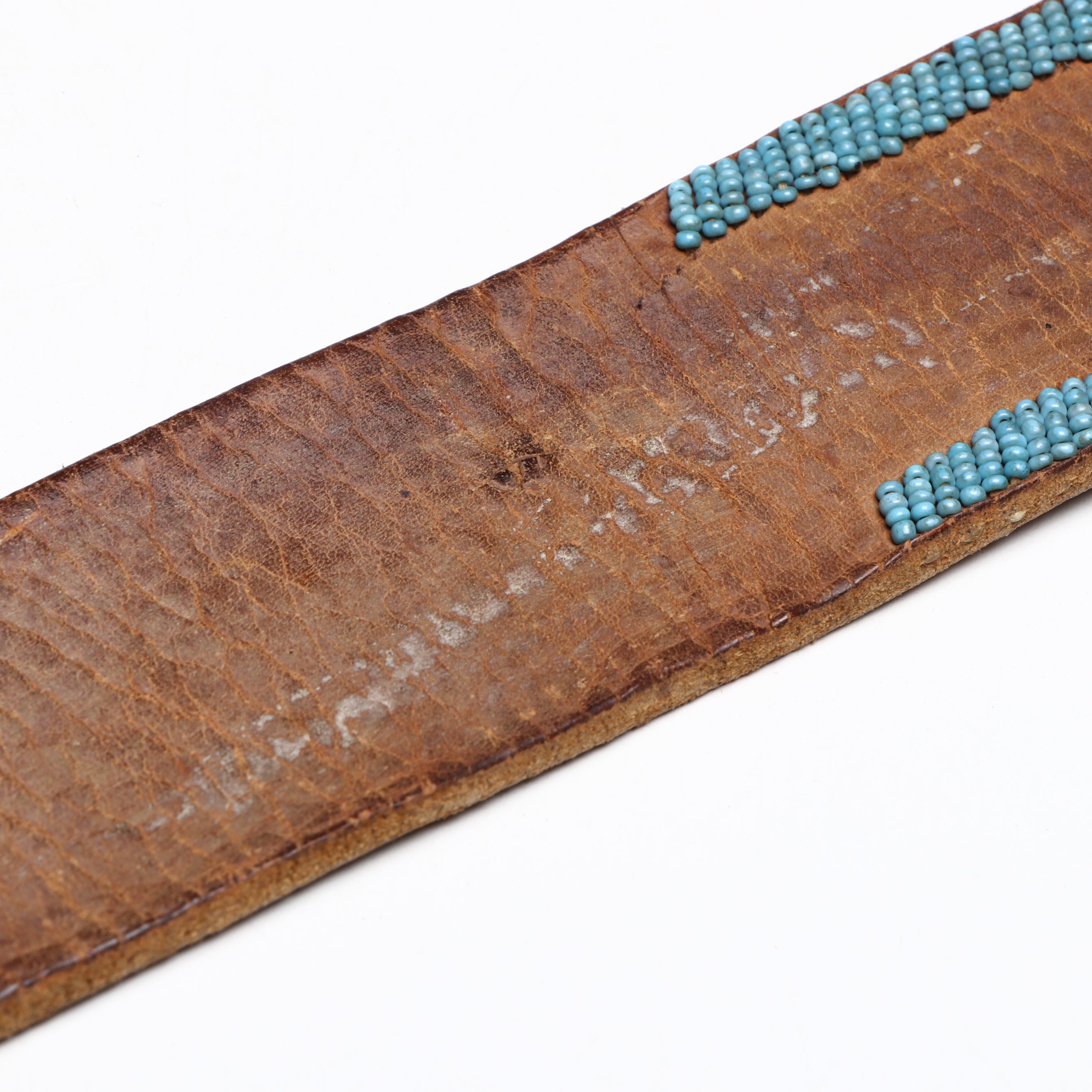 American Indigenous Northern Plains Style Beaded Hide Panel Belt