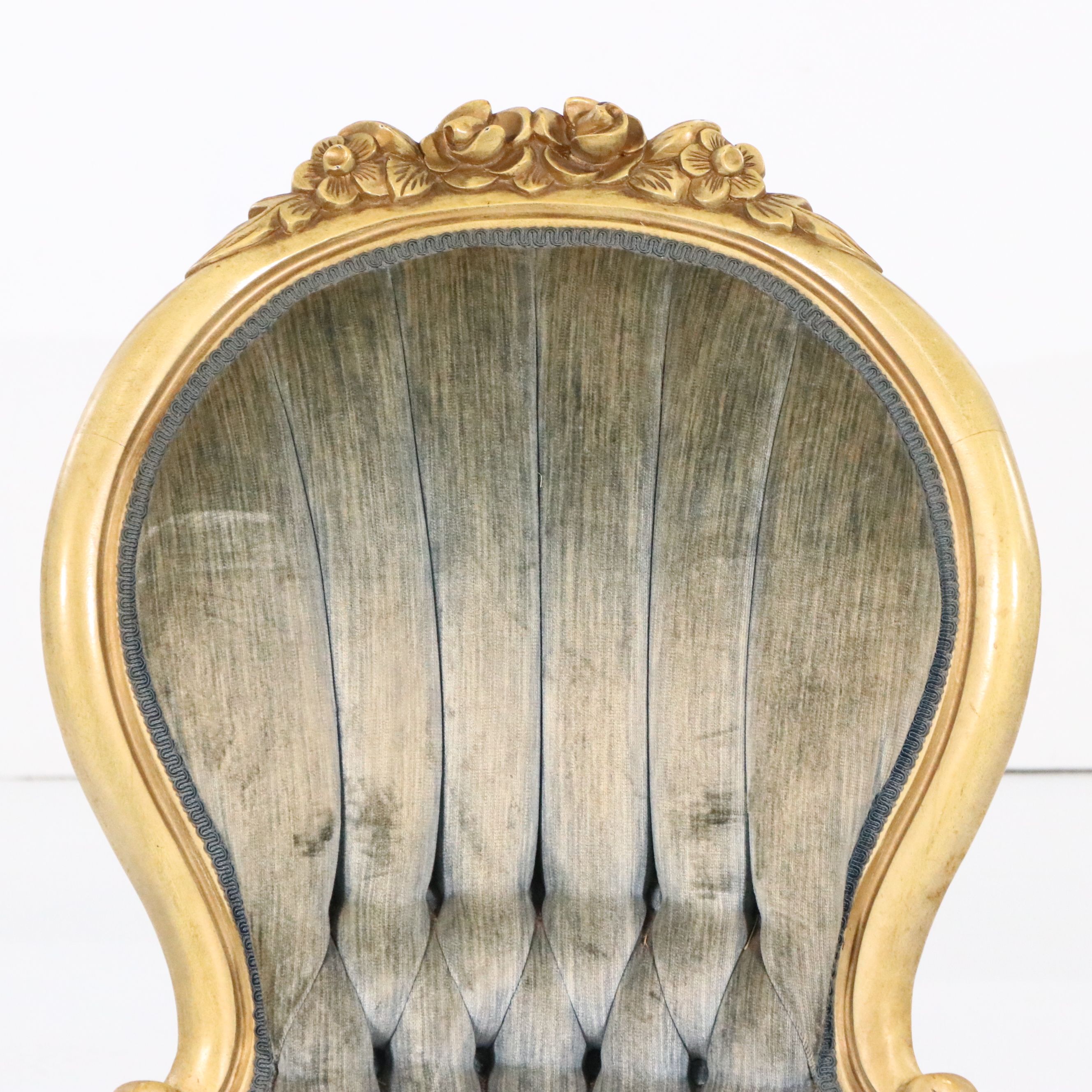 French Victorian Style Balloon-Back Parlor Chair, 20th Century