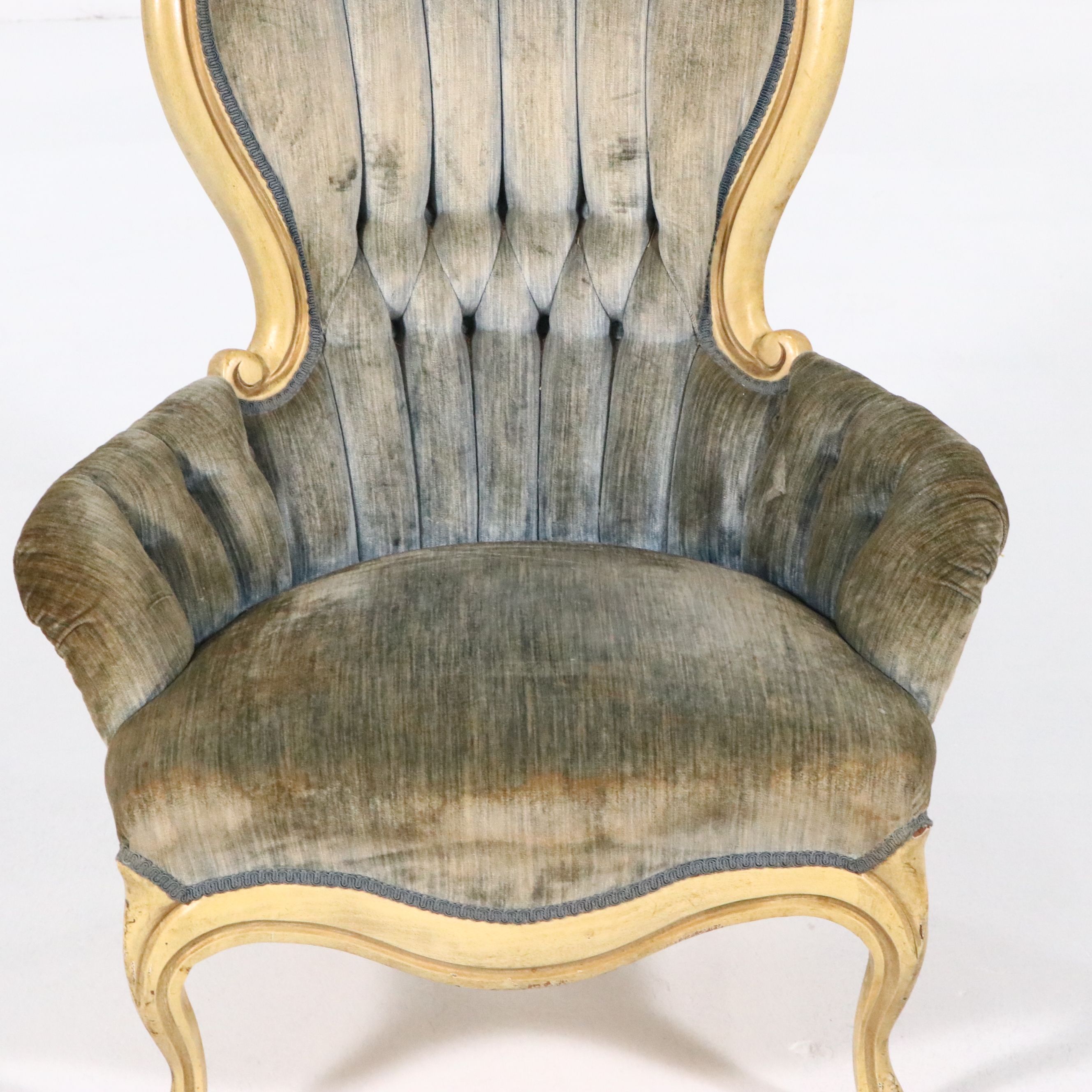 French Victorian Style Balloon-Back Parlor Chair, 20th Century