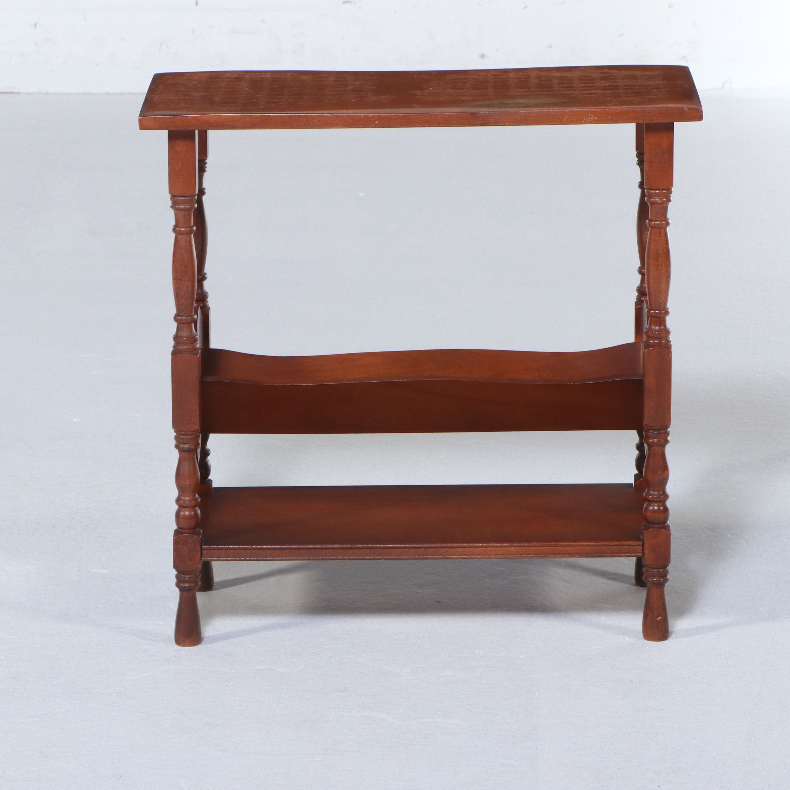 American Colonial Style Cherry End Table with Magazine Rack, 20th Century