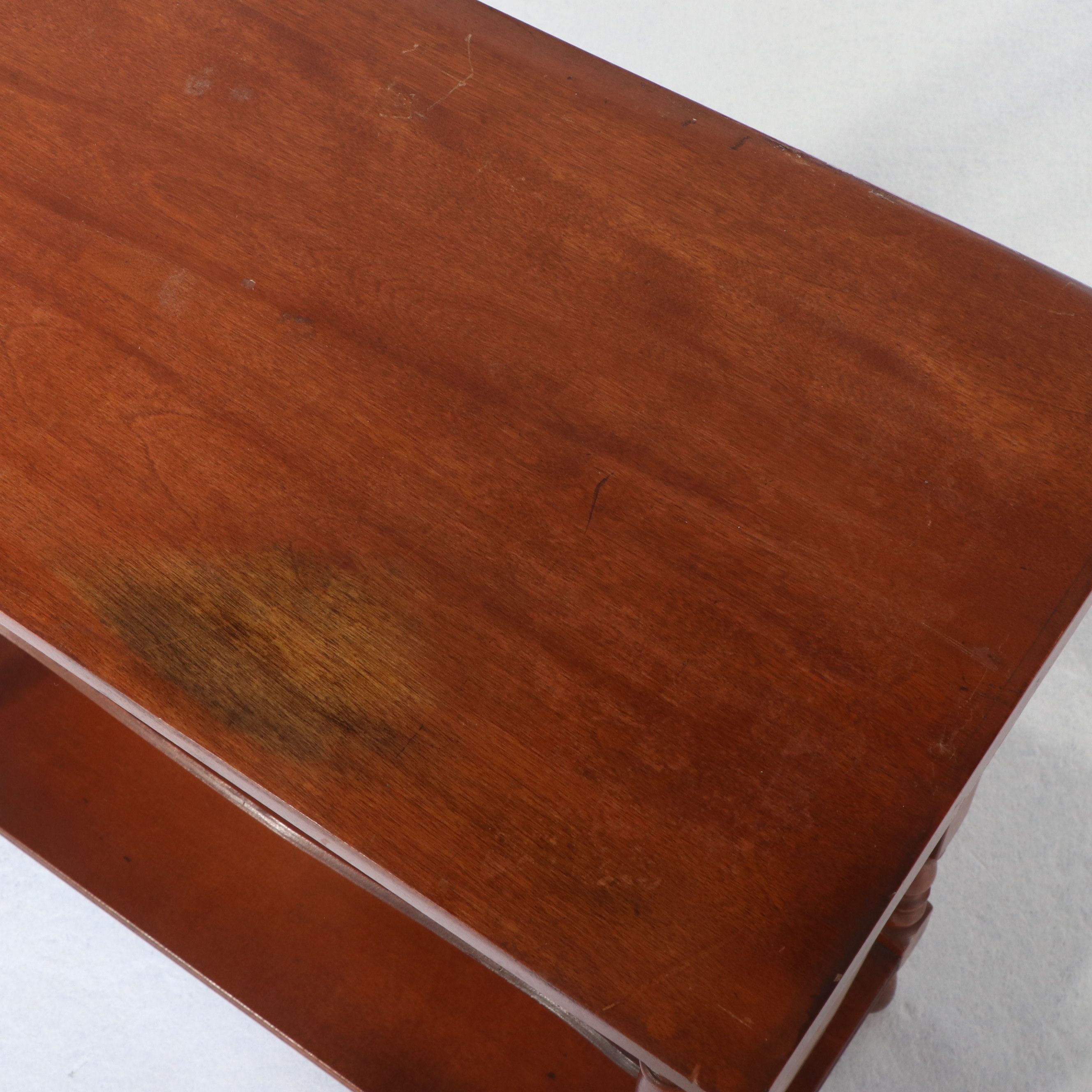 American Colonial Style Cherry End Table with Magazine Rack, 20th Century