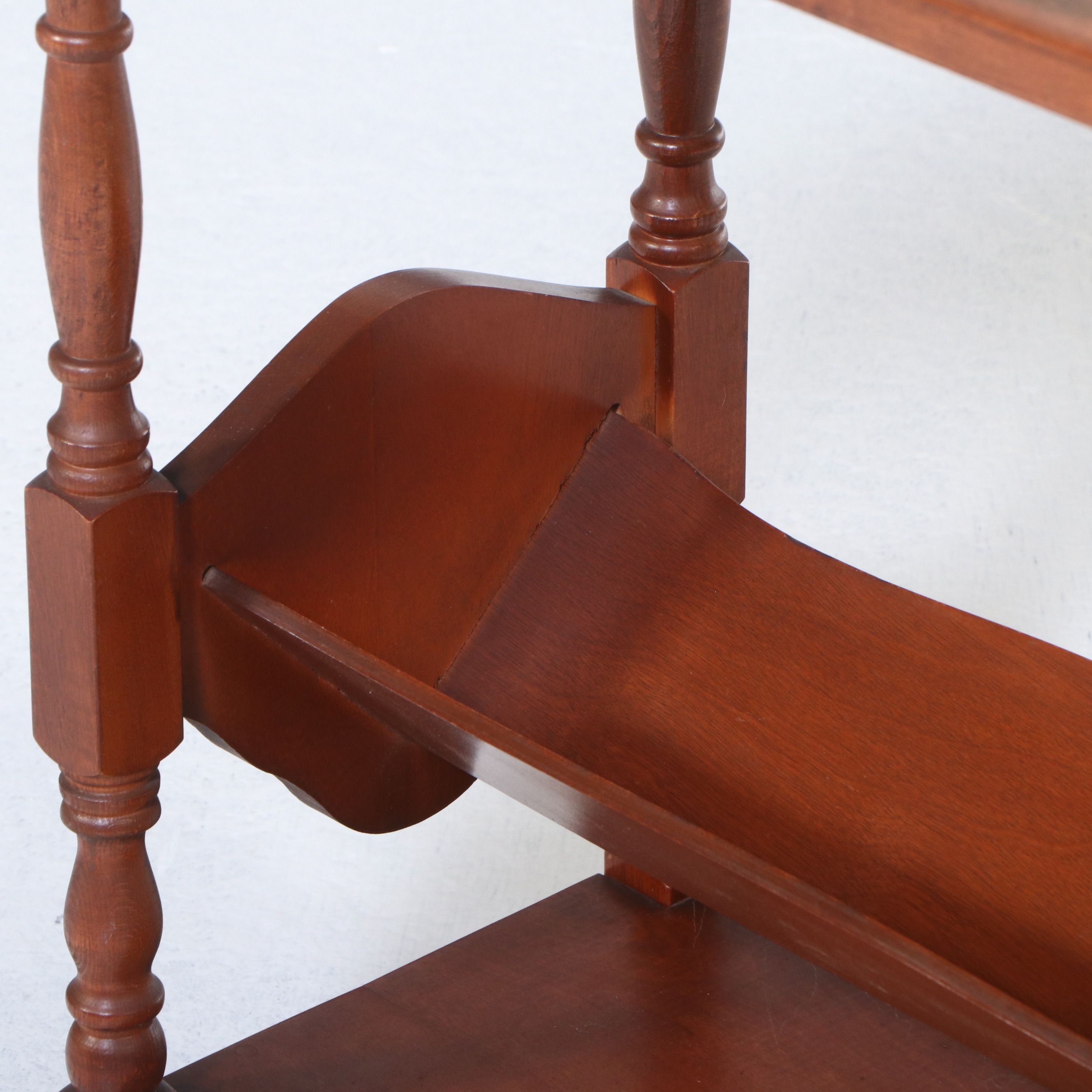 American Colonial Style Cherry End Table with Magazine Rack, 20th Century