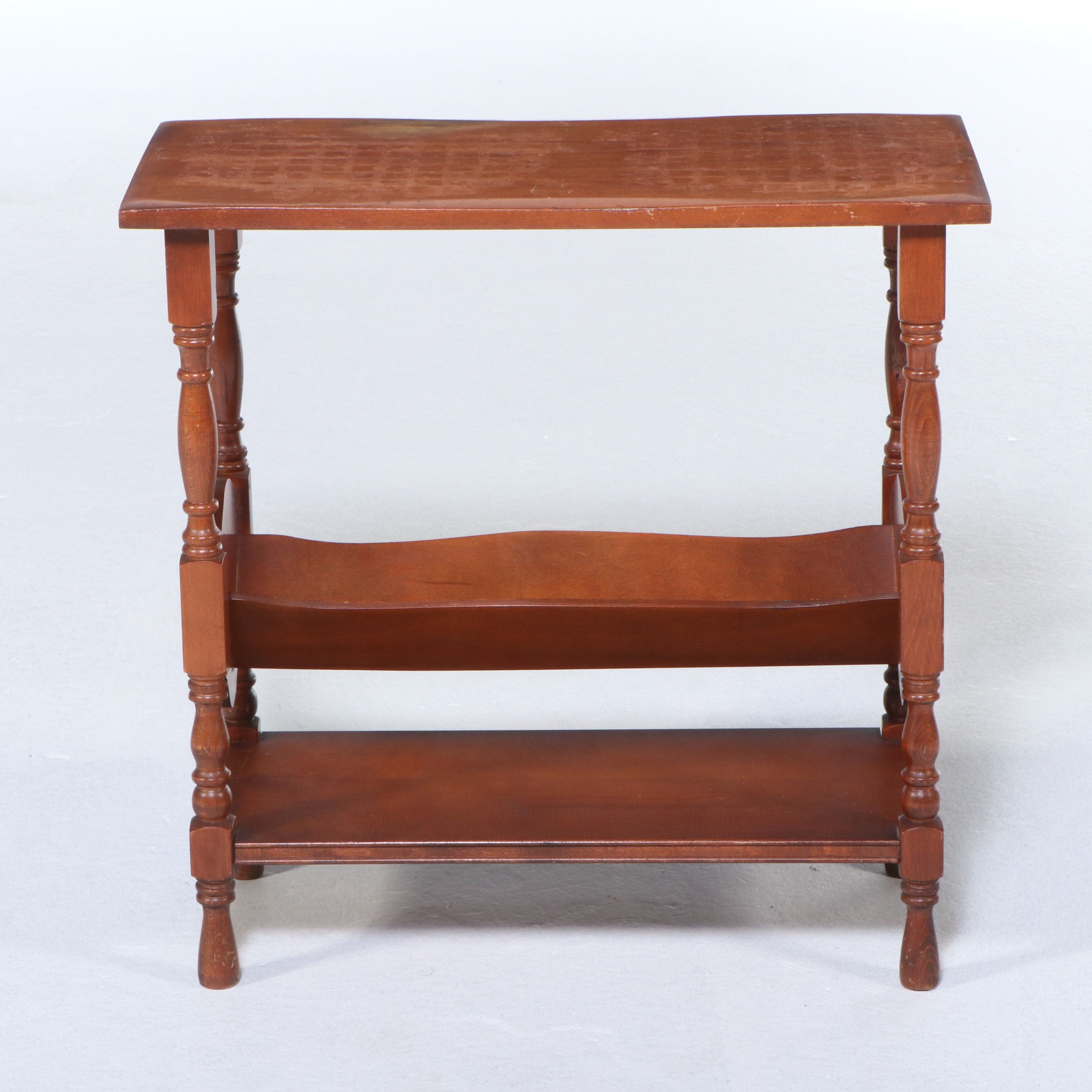 American Colonial Style Cherry End Table with Magazine Rack, 20th Century