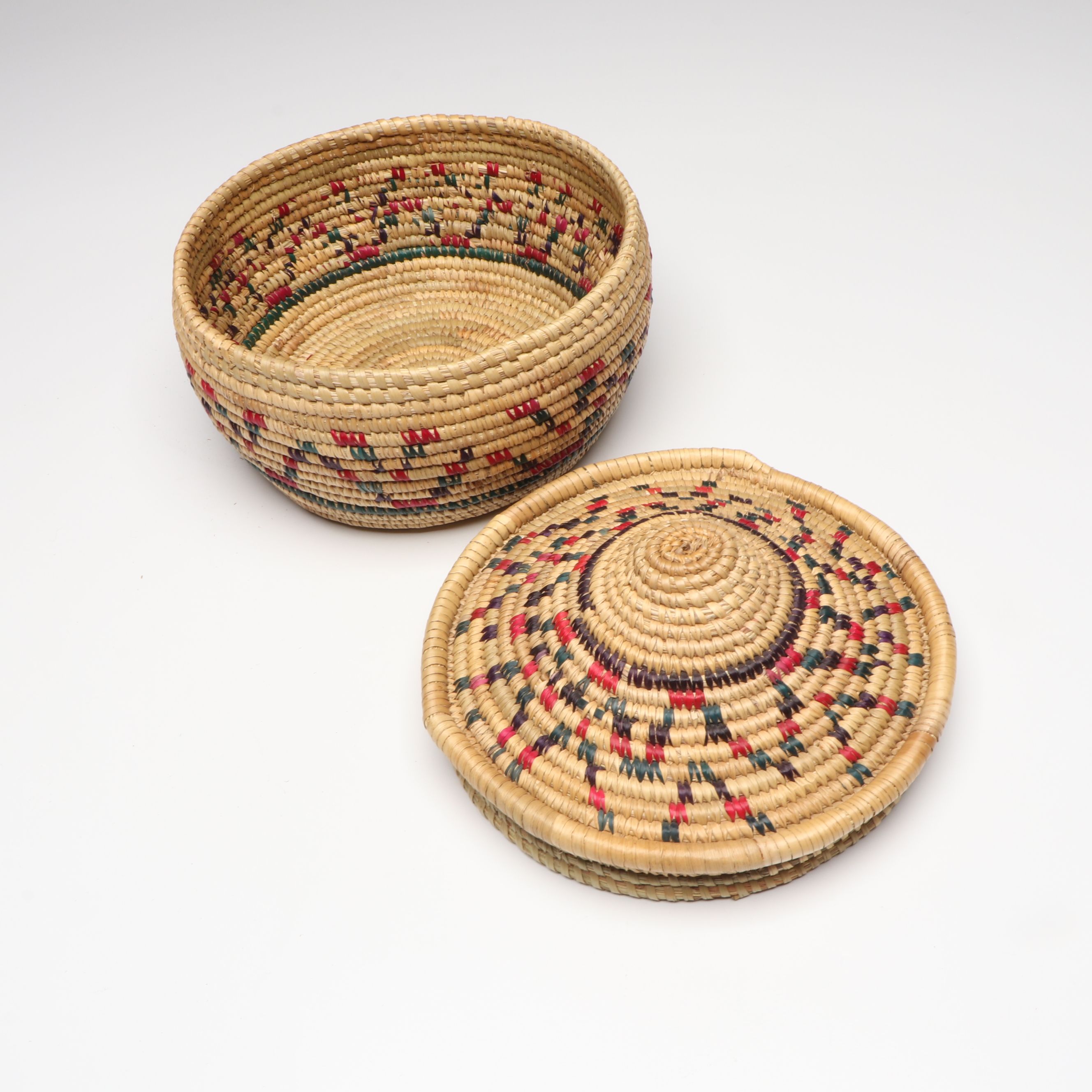 Ethiopian Falasha Peoples Woven Plant Fiber Basketry Lunch Boxes