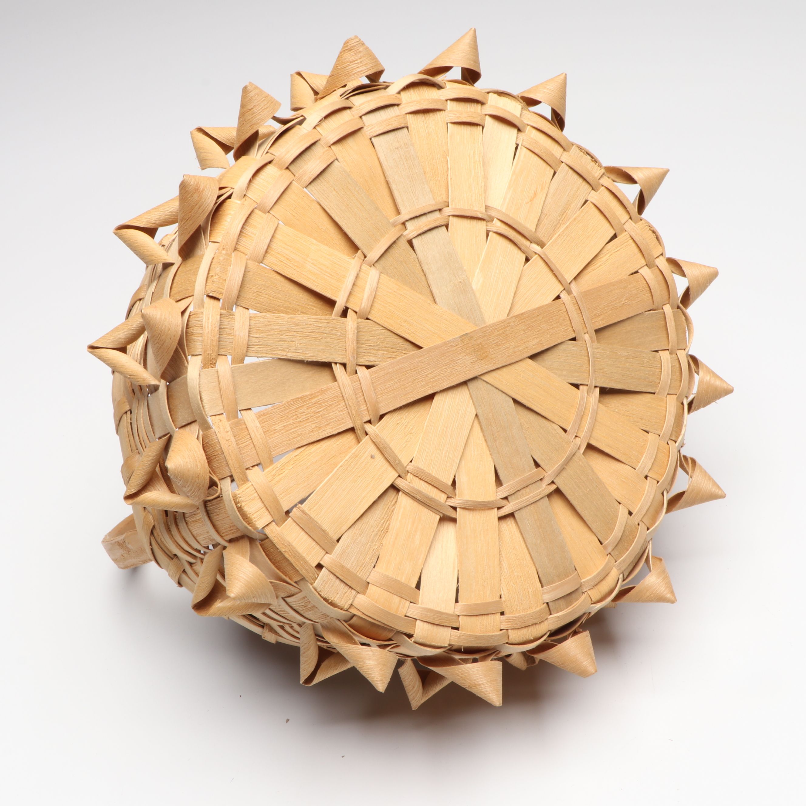 Florence Hall Athabascan Birch Bark Vessel with Dakota and Maliseet Basketry