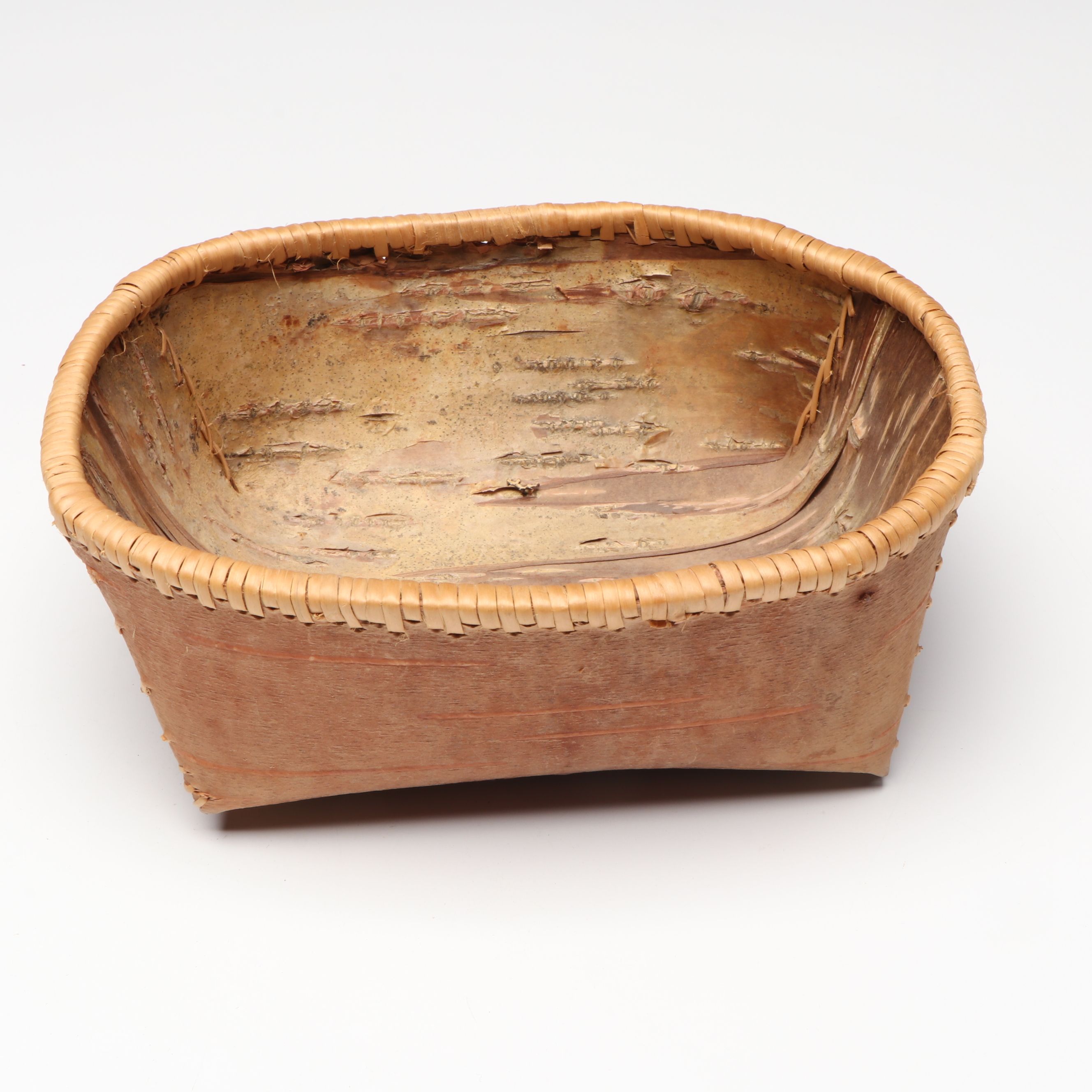 Florence Hall Athabascan Birch Bark Vessel with Dakota and Maliseet Basketry