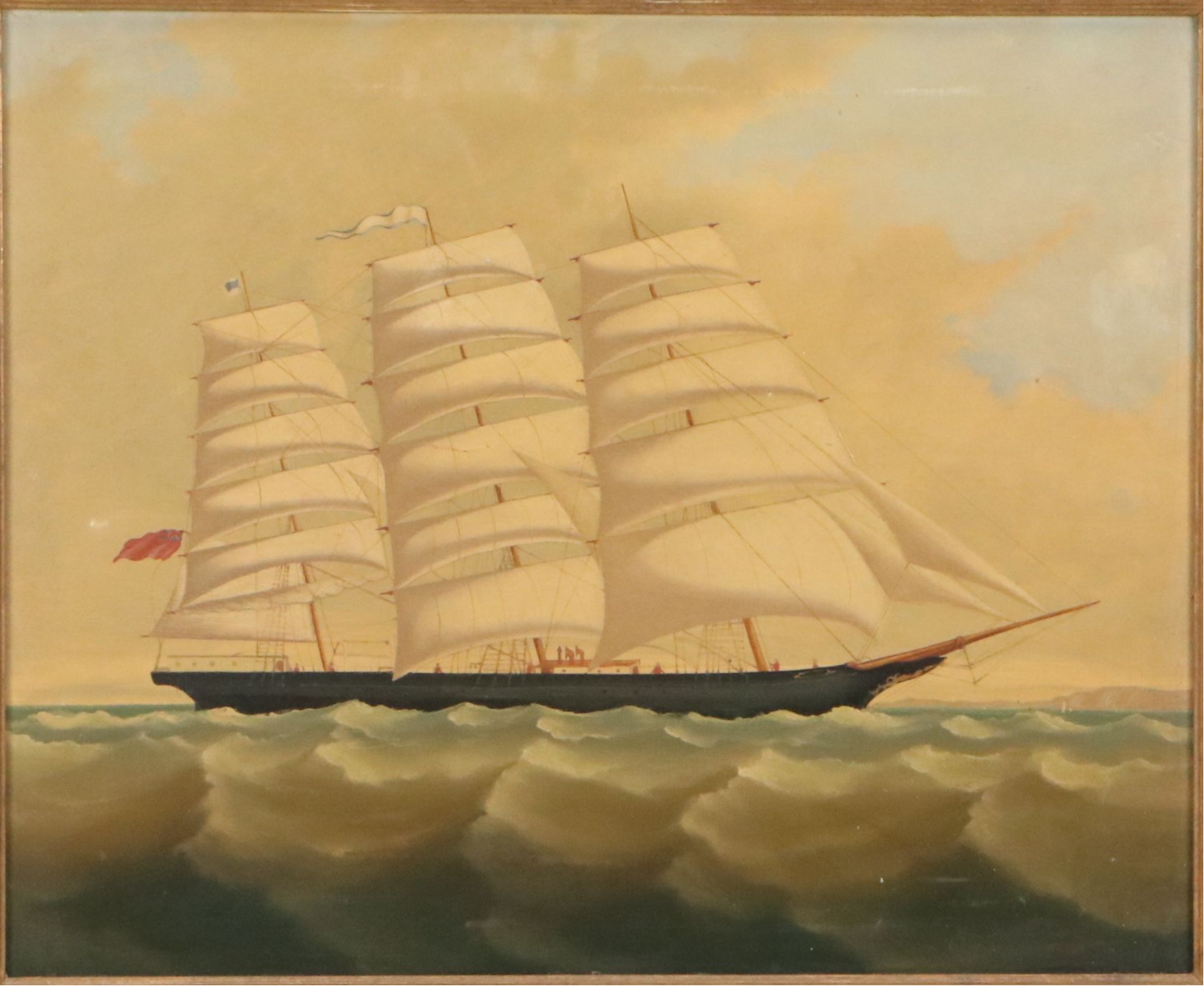 H. Whitcombe Maritime Oil Painting of Tall Ship, Late 19th to Early 20th Century