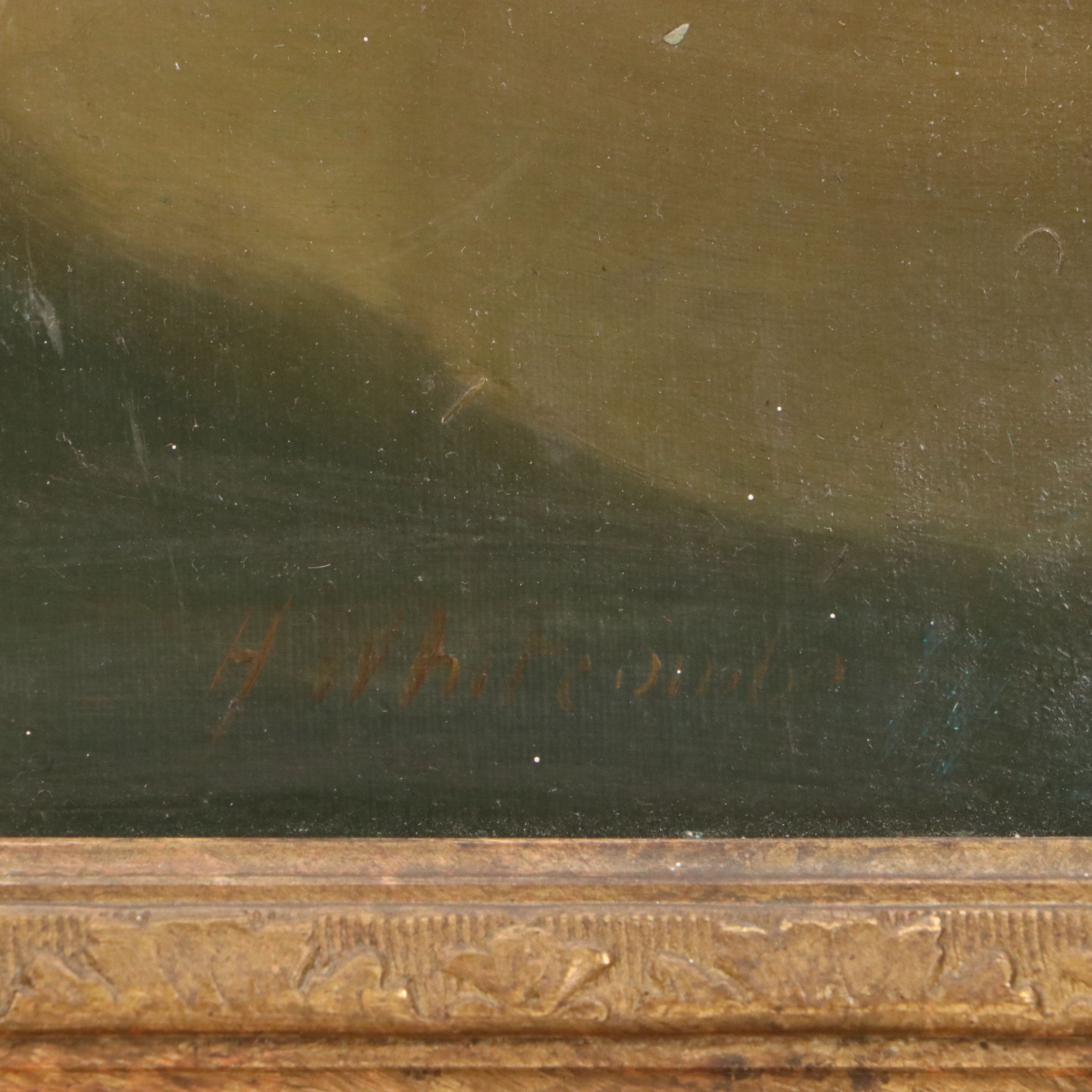 H. Whitcombe Maritime Oil Painting of Tall Ship, Late 19th to Early 20th Century