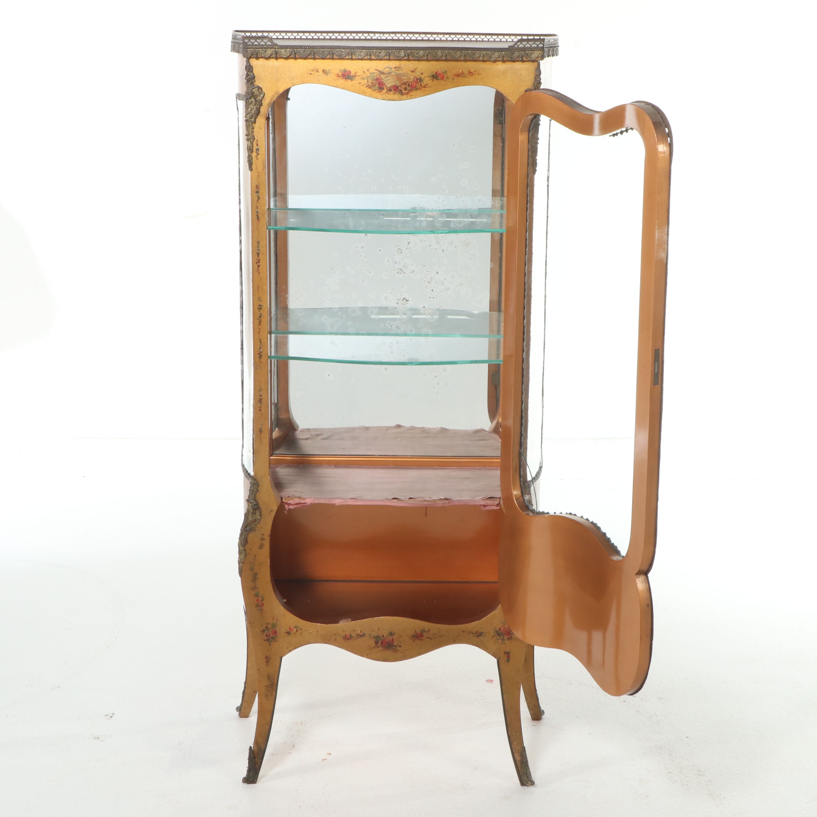 Robert Mitchell Louis XV Style Gilt and Paint-Decorated Vitrine, 20th Century