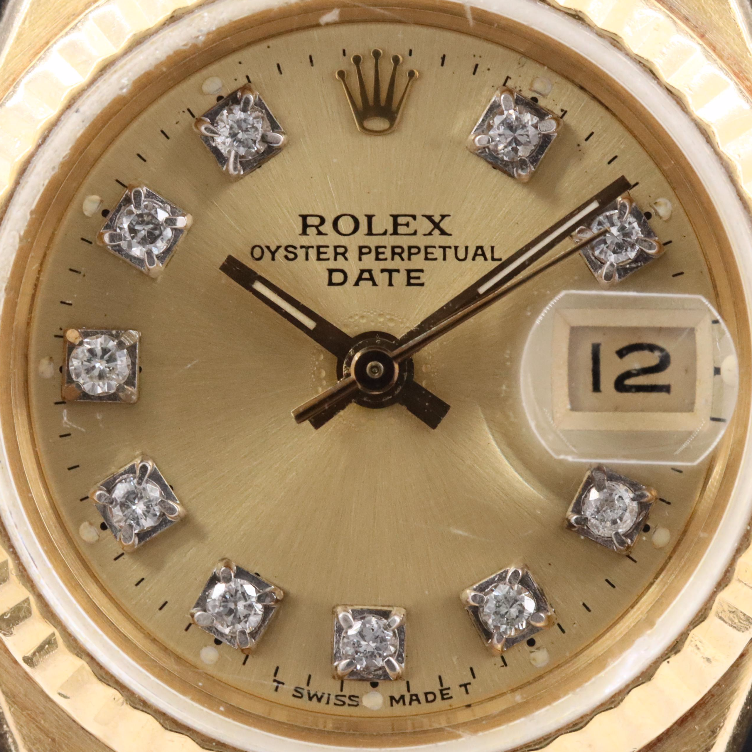 1983 Rolex Custom Diamond Dial President Band 69178 Date Watch