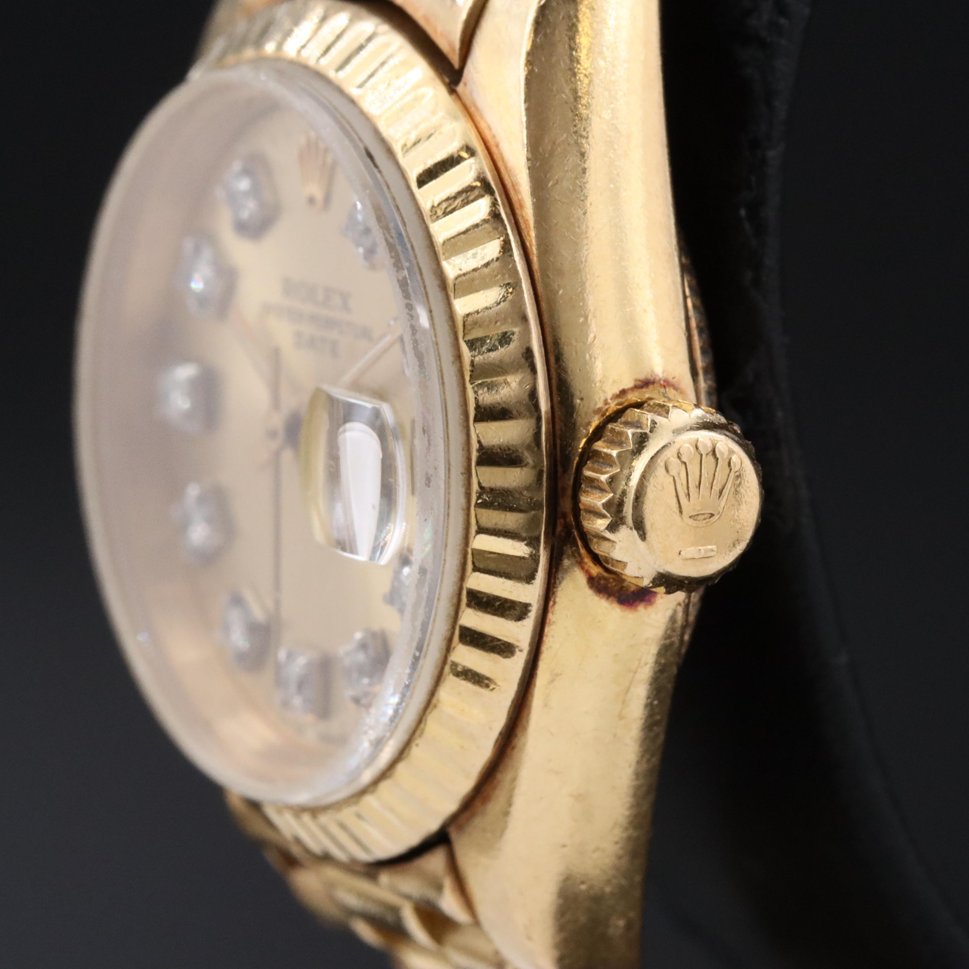 1983 Rolex Custom Diamond Dial President Band 69178 Date Watch