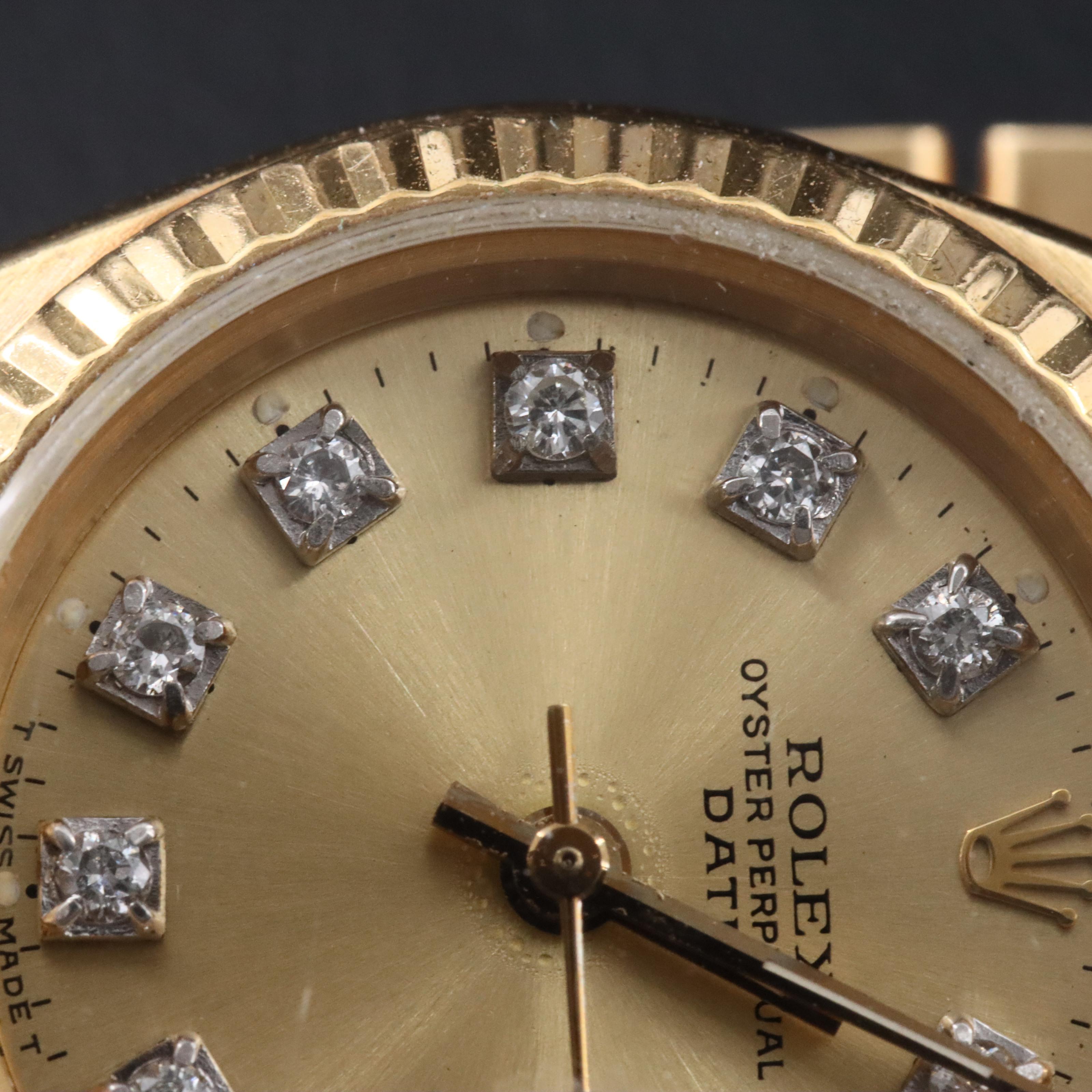 1983 Rolex Custom Diamond Dial President Band 69178 Date Watch